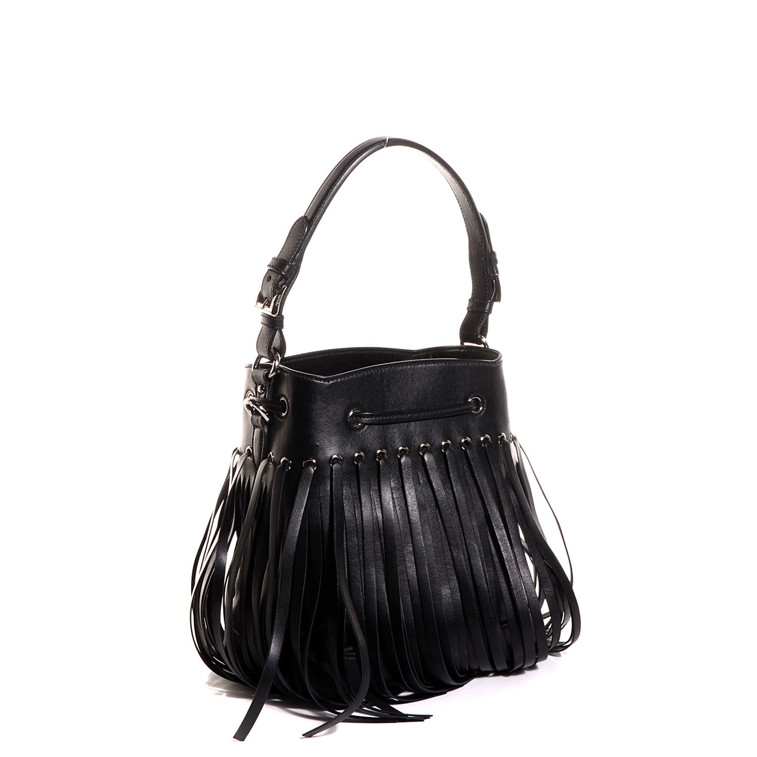 prada fringe bucket bag