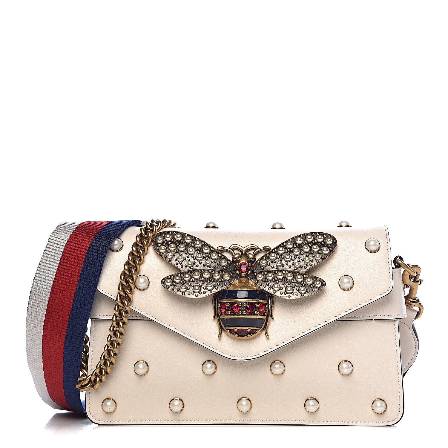 gucci broadway pearly bee shoulder bag