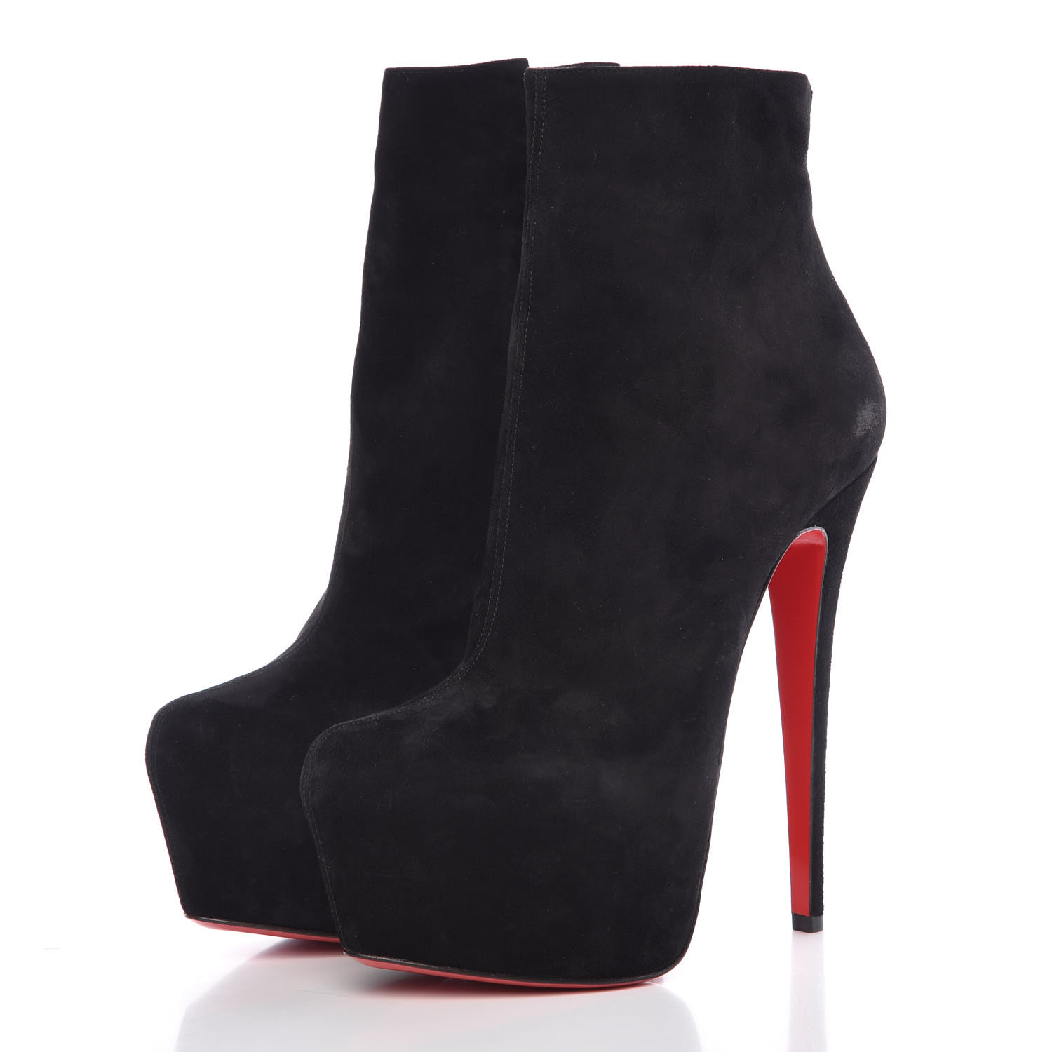 Christian Louboutin Veau Velours Daf Booty 160 Platform Ankle Boots 38 Black 366845 3877