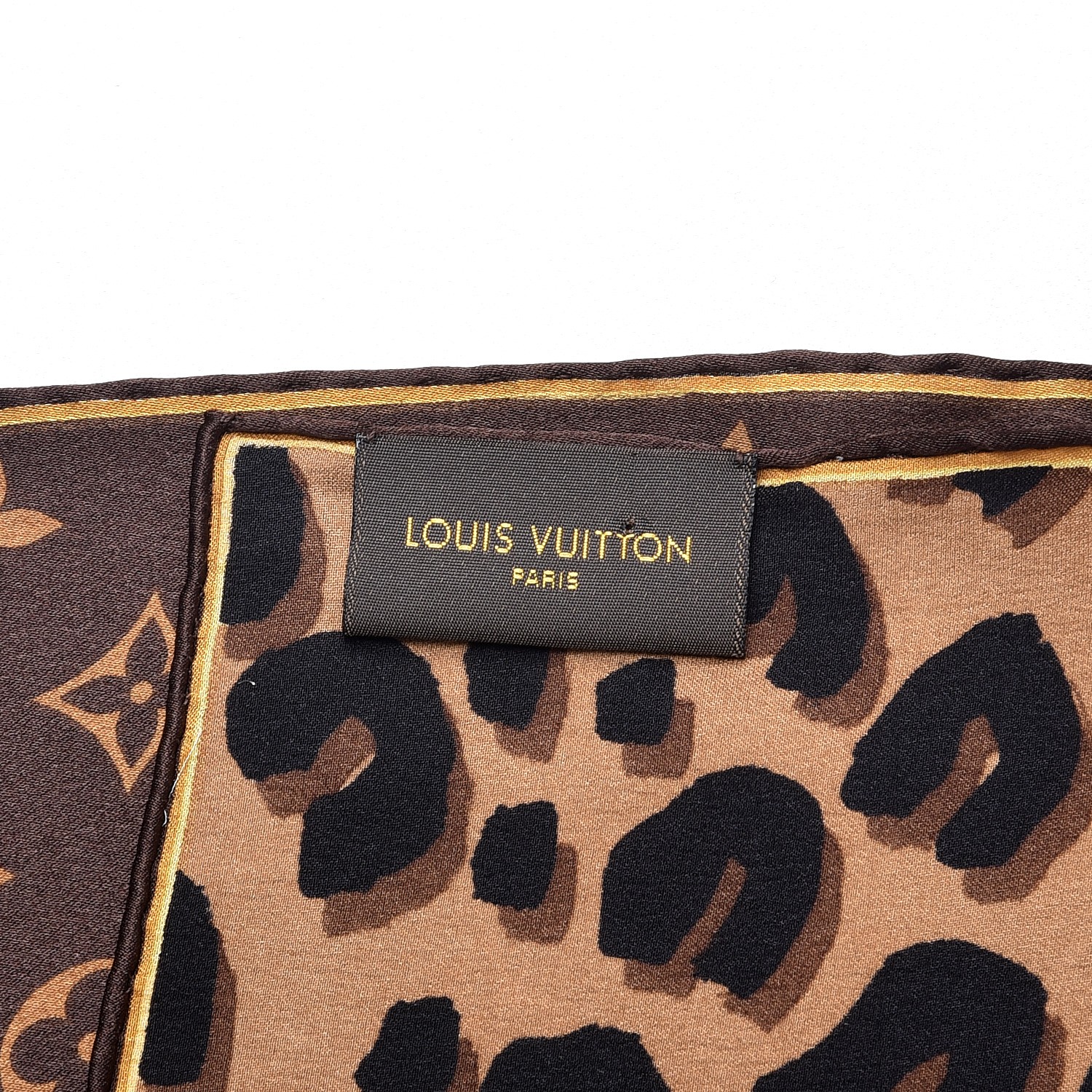 Louis Vuitton Brown Monogram and Leopard Print Silk Square Scarf Louis  Vuitton