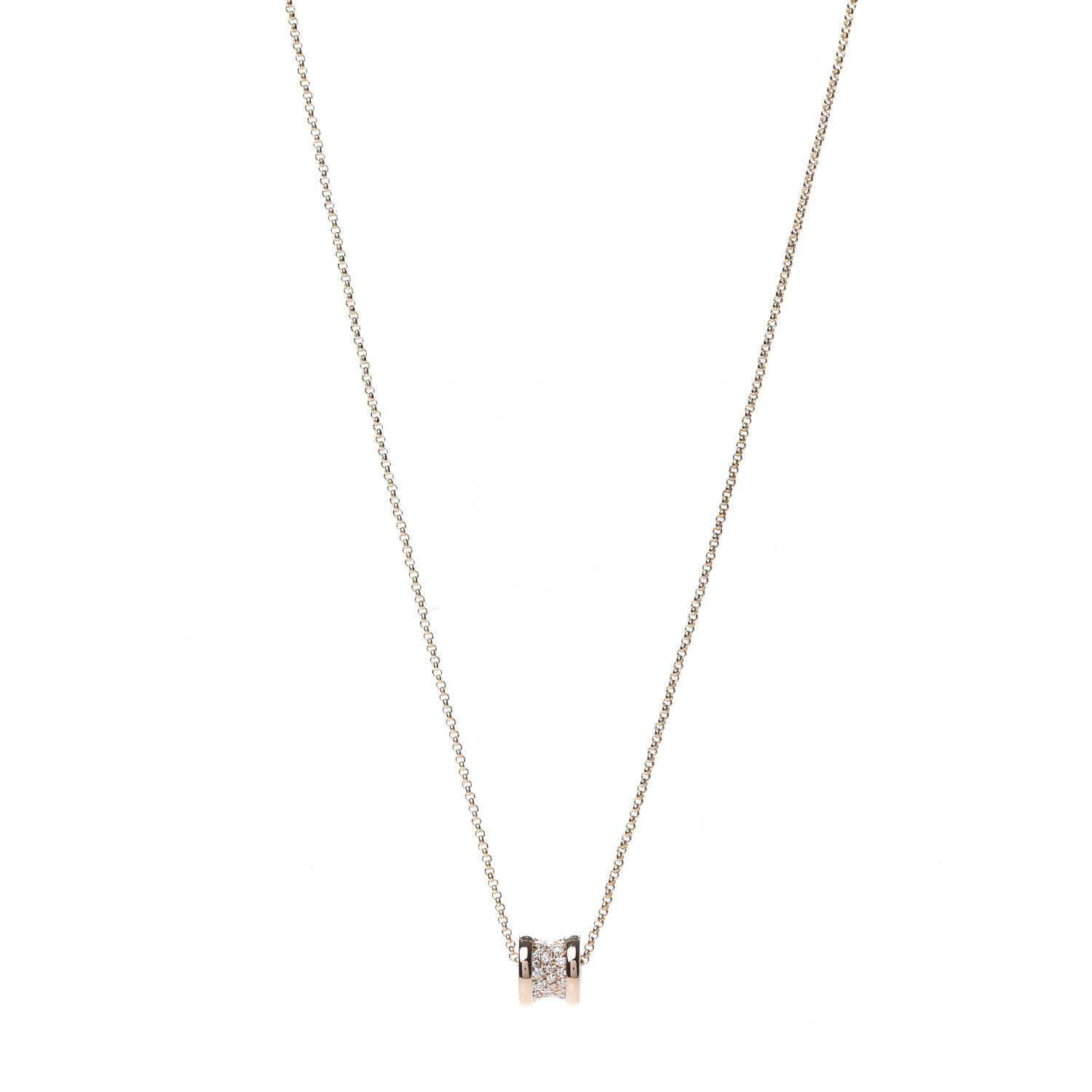 Bulgari 18k Rose Gold Pave Diamond Small B Zero1 Pendant Necklace Fashionphile