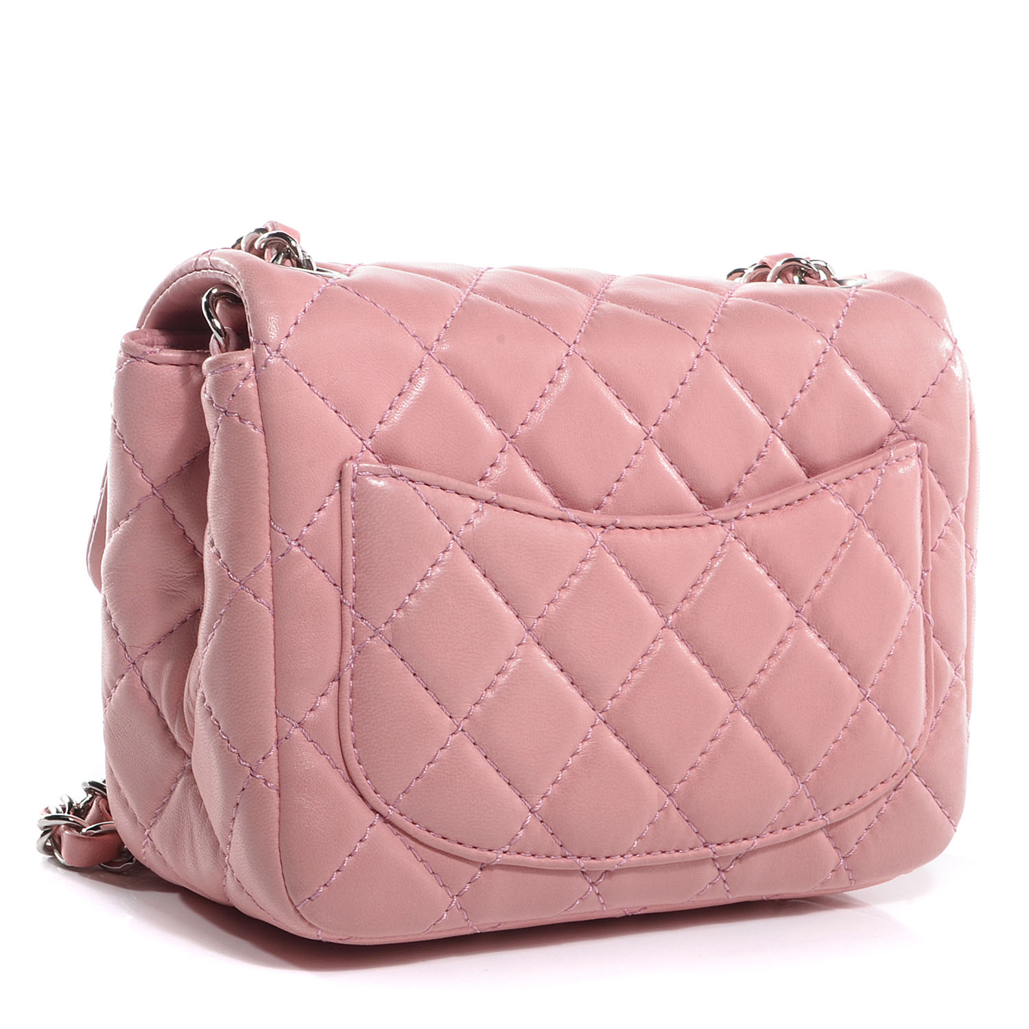 CHANEL Lambskin Quilted Mini Square Flap Light Pink 75109
