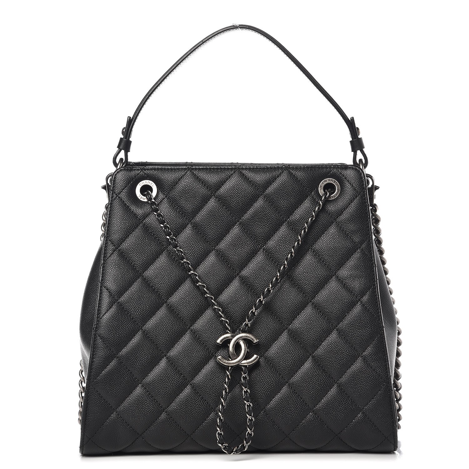 CHANEL Caviar Quilted Medium CC Bucket Bag Black 264503