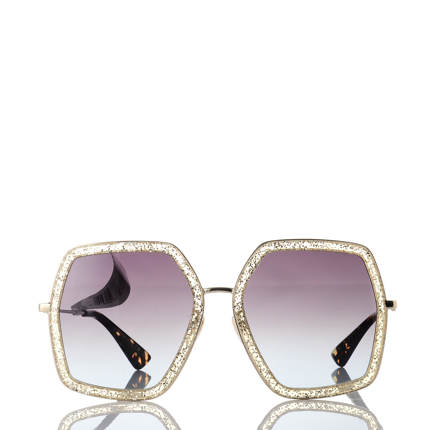 Gucci Glitter Acetate Oversize Square Frame Gg0106s Sunglasses Gold 278785 