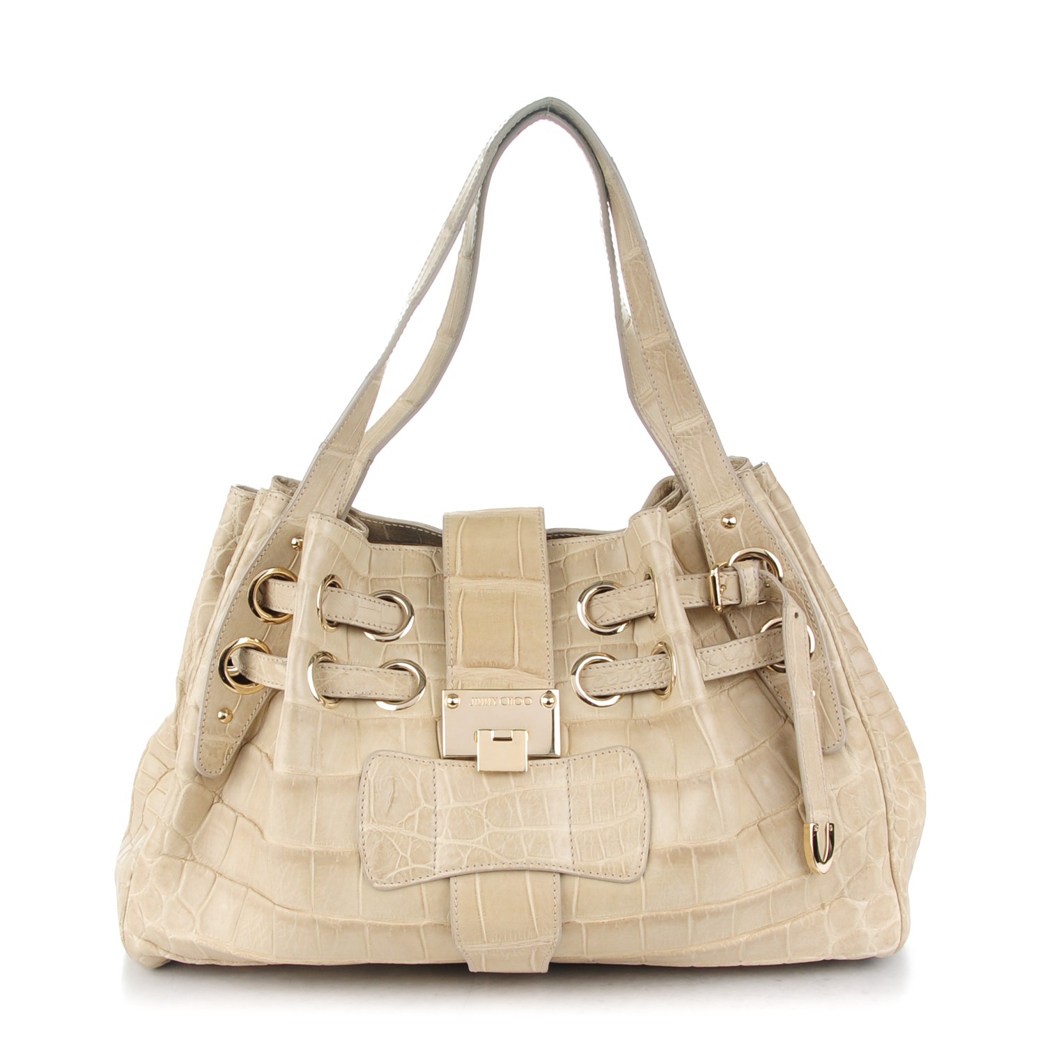 JIMMY CHOO Crocodile Large Ramona Off White 170255