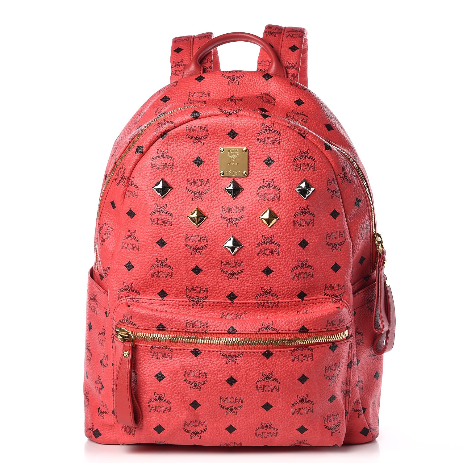 MCM Visetos Medium Sprinkle Stud Stark Backpack Red 291978