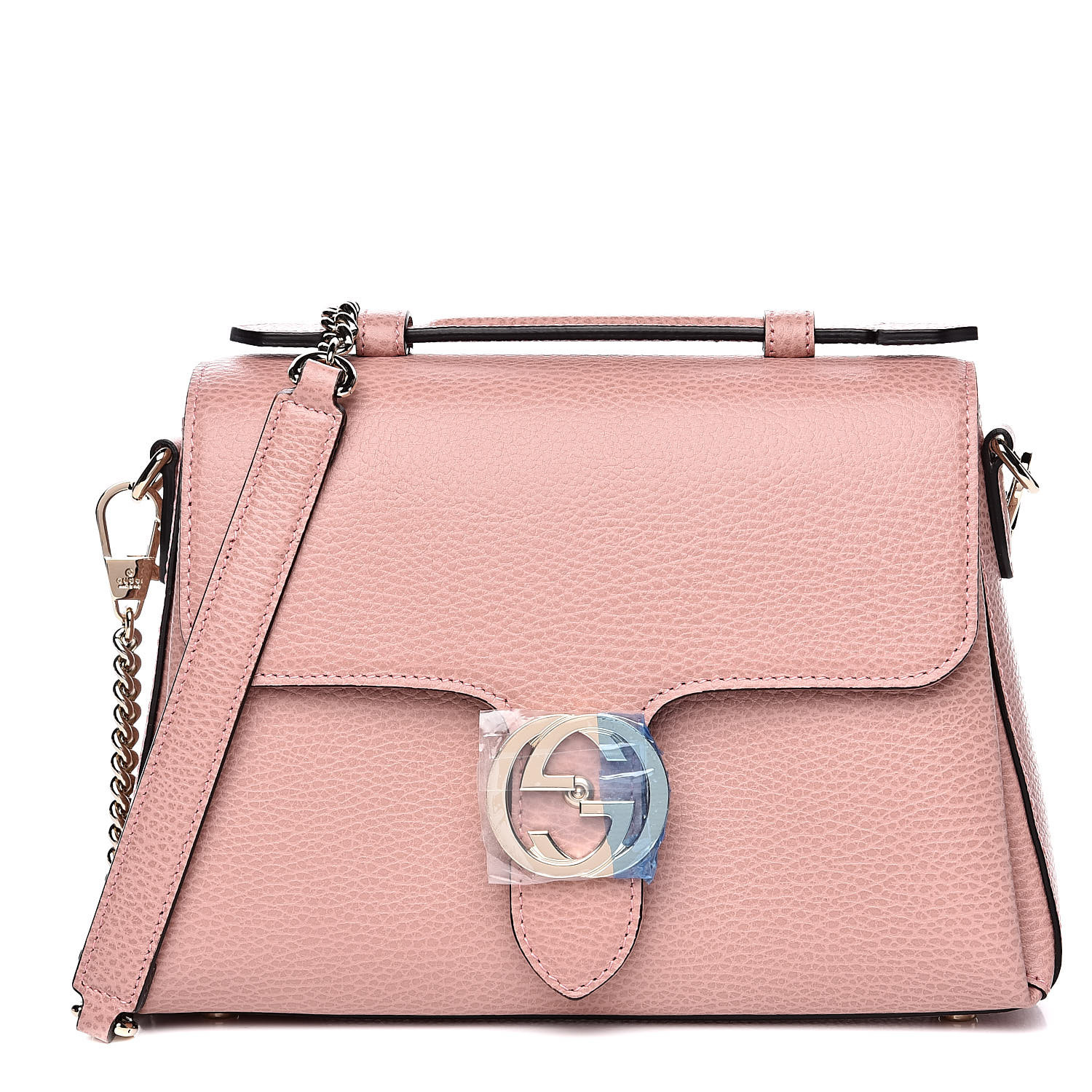 gucci dollar calfskin interlocking g shoulder bag soft pink