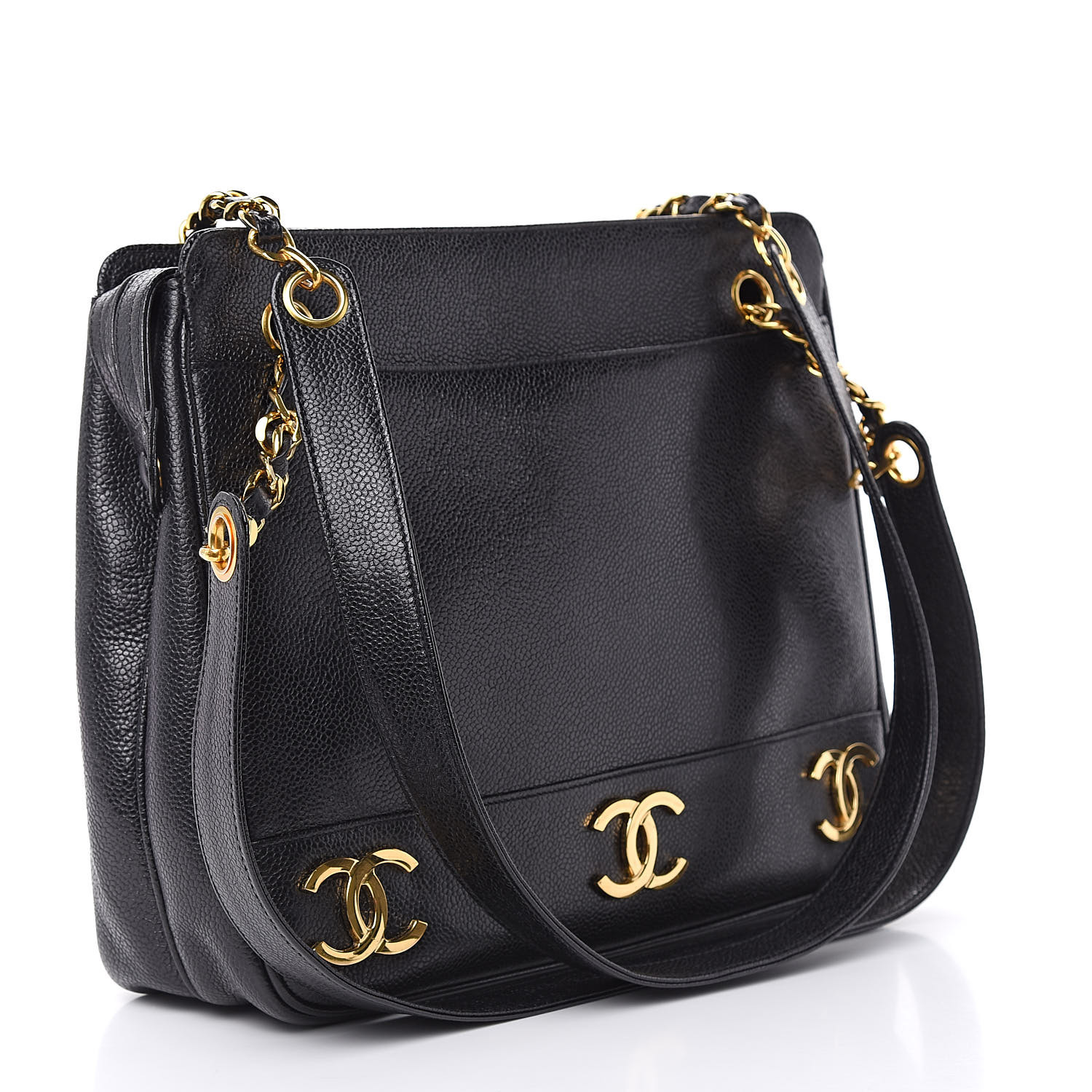 CHANEL Caviar CC Shoulder Bag Black 497947