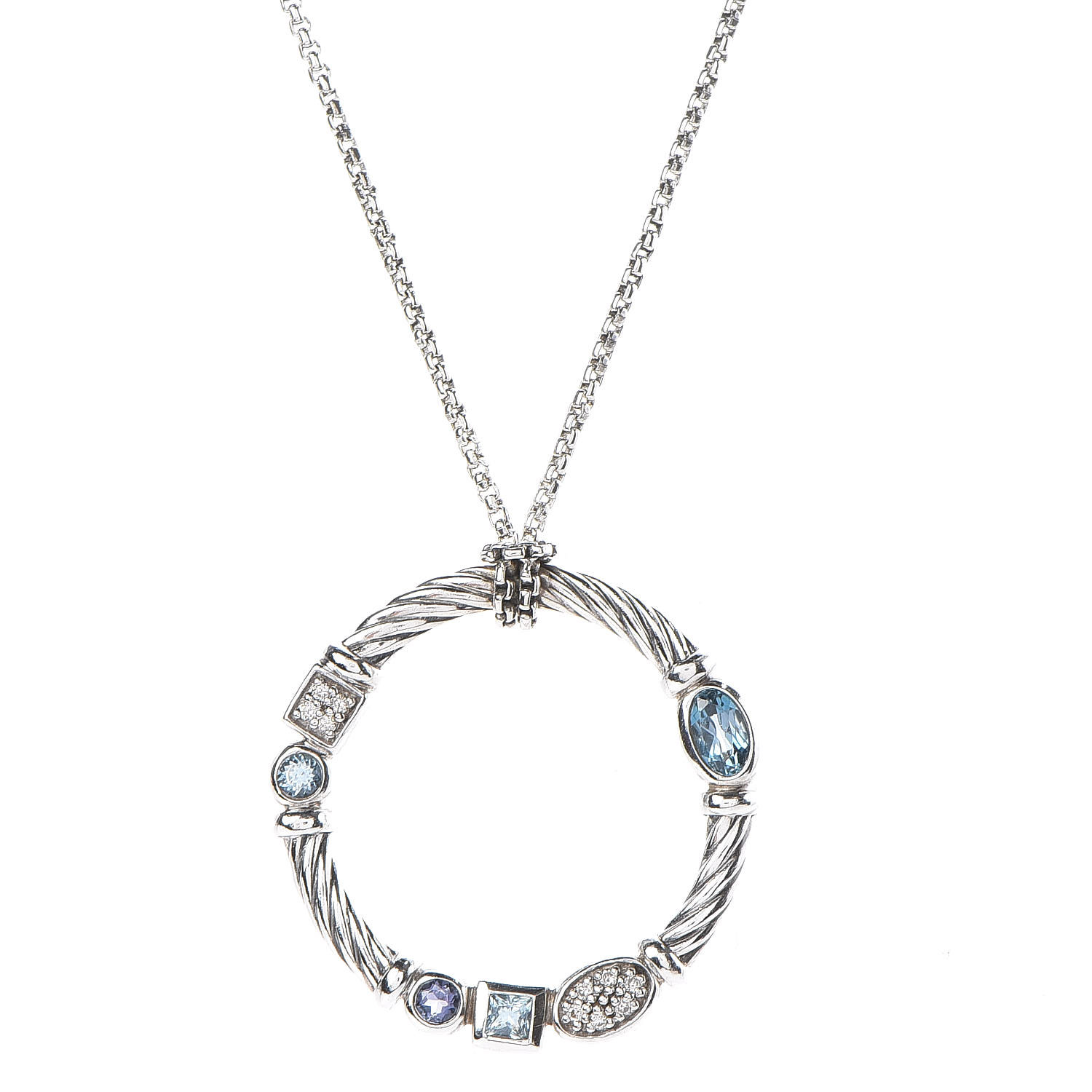 DAVID YURMAN Sterling Silver Diamond Blue Topaz Hampton Blue Topaz