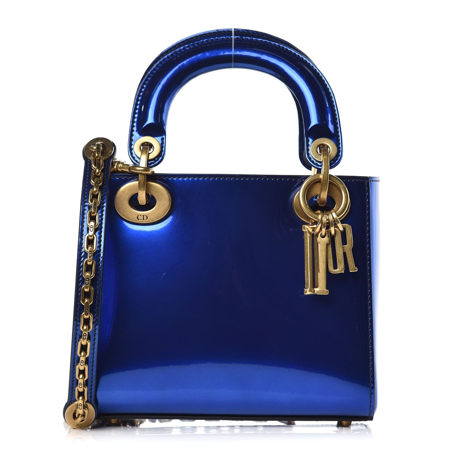 Christian Dior Glazed Calfskin Mini Lady Dior Blue