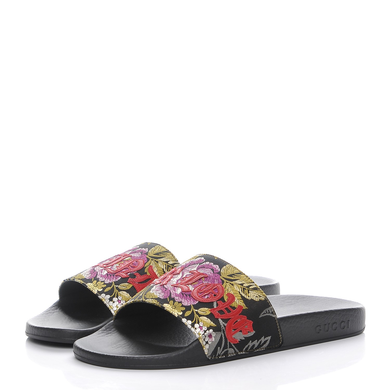 gucci floral slide sandals