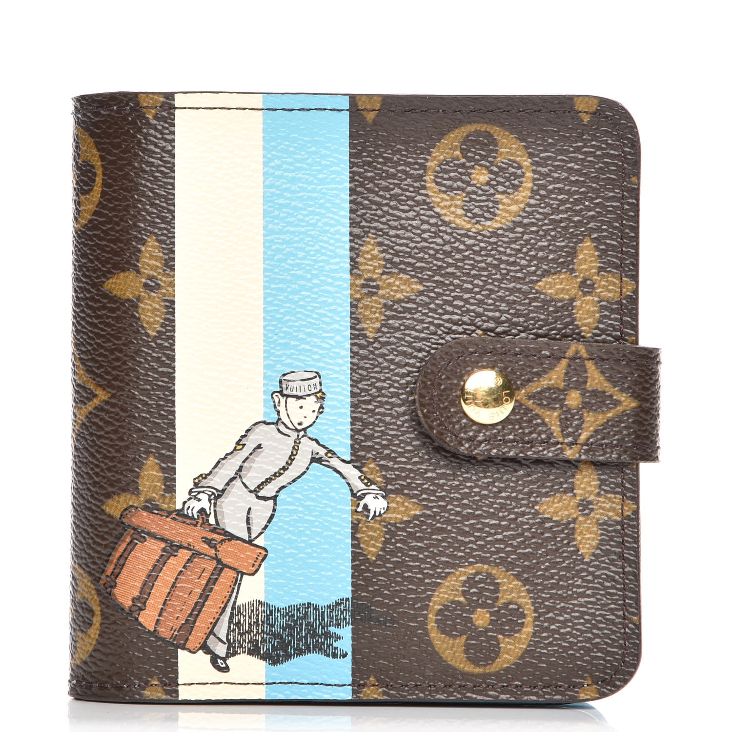 LOUIS VUITTON Monogram Groom Compact Zip Wallet Blue 228641