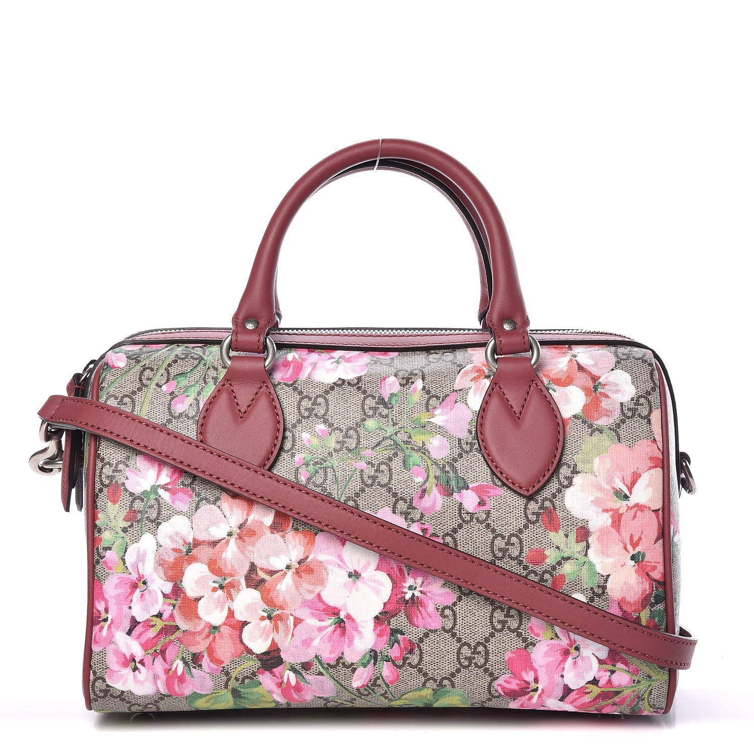 GUCCI GG Supreme Monogram Blooms Small Top Handle Boston Bag Antique