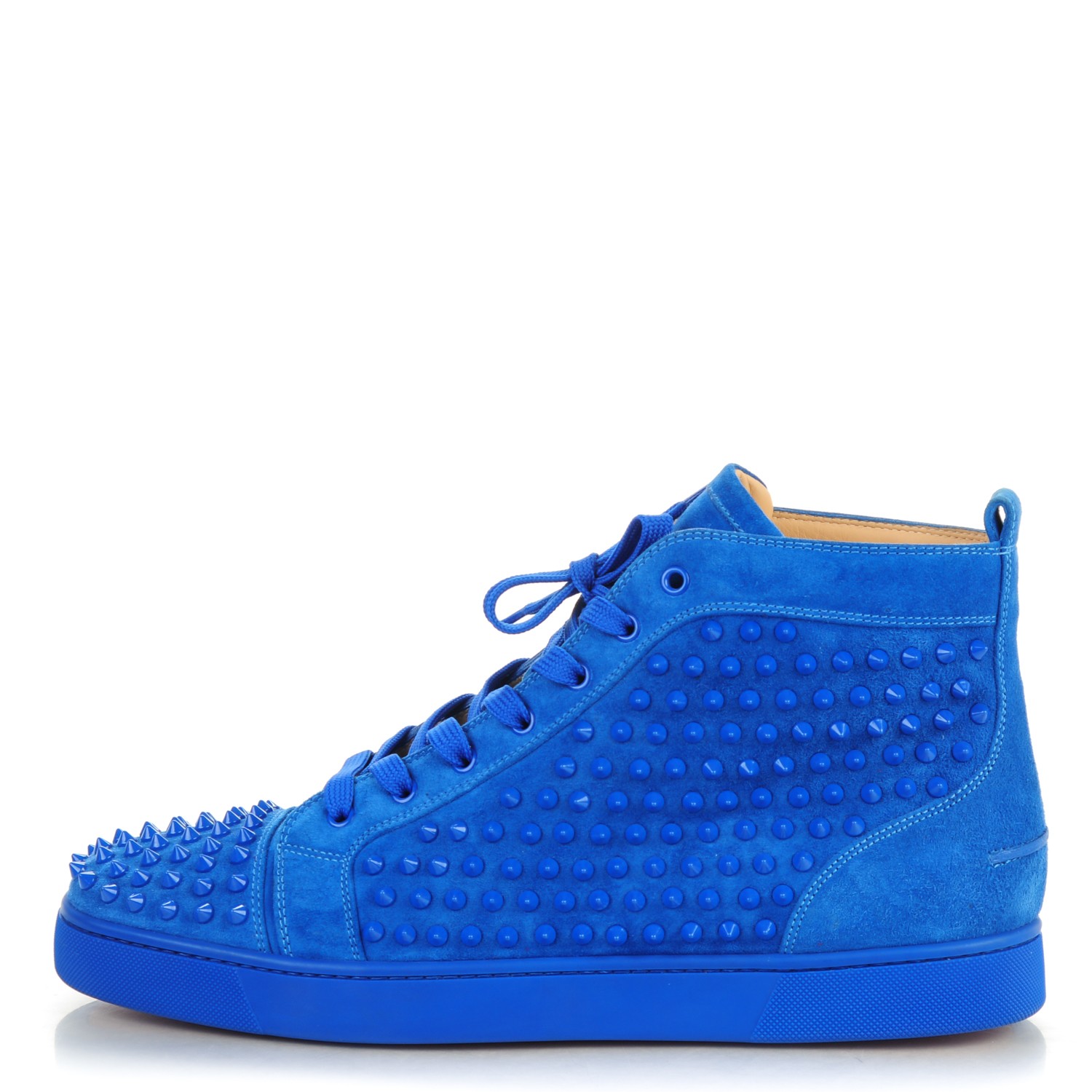 CHRISTIAN LOUBOUTIN Mens Suede Louis Spikes Flat Sneakers 47 Electric ...