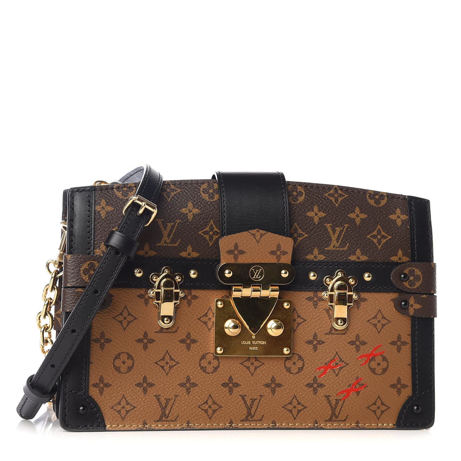 DHgate Dupe Louis Vuitton Style Brown Monogram Trunk Bag w/ Studs