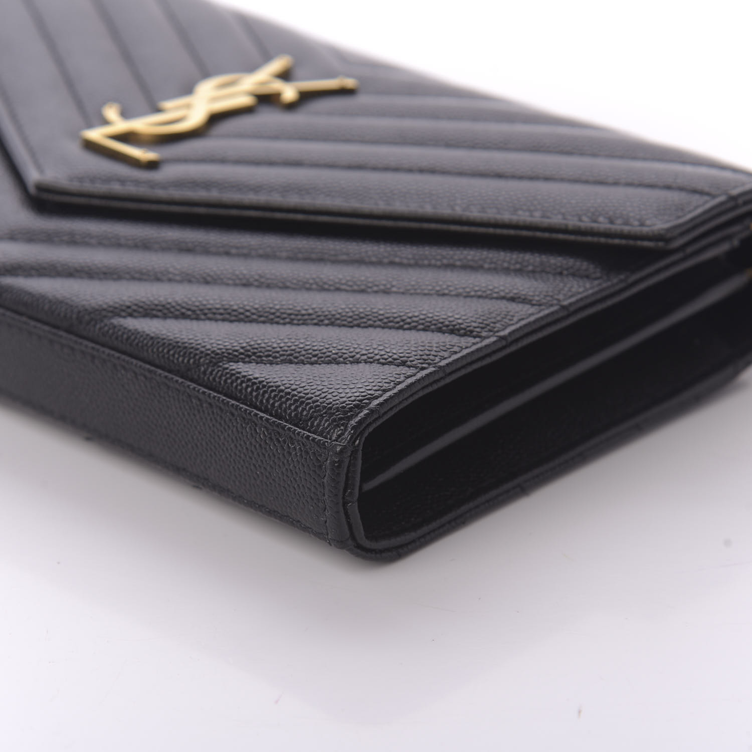 grain de poudre matelasse chevron monogram chain wallet black