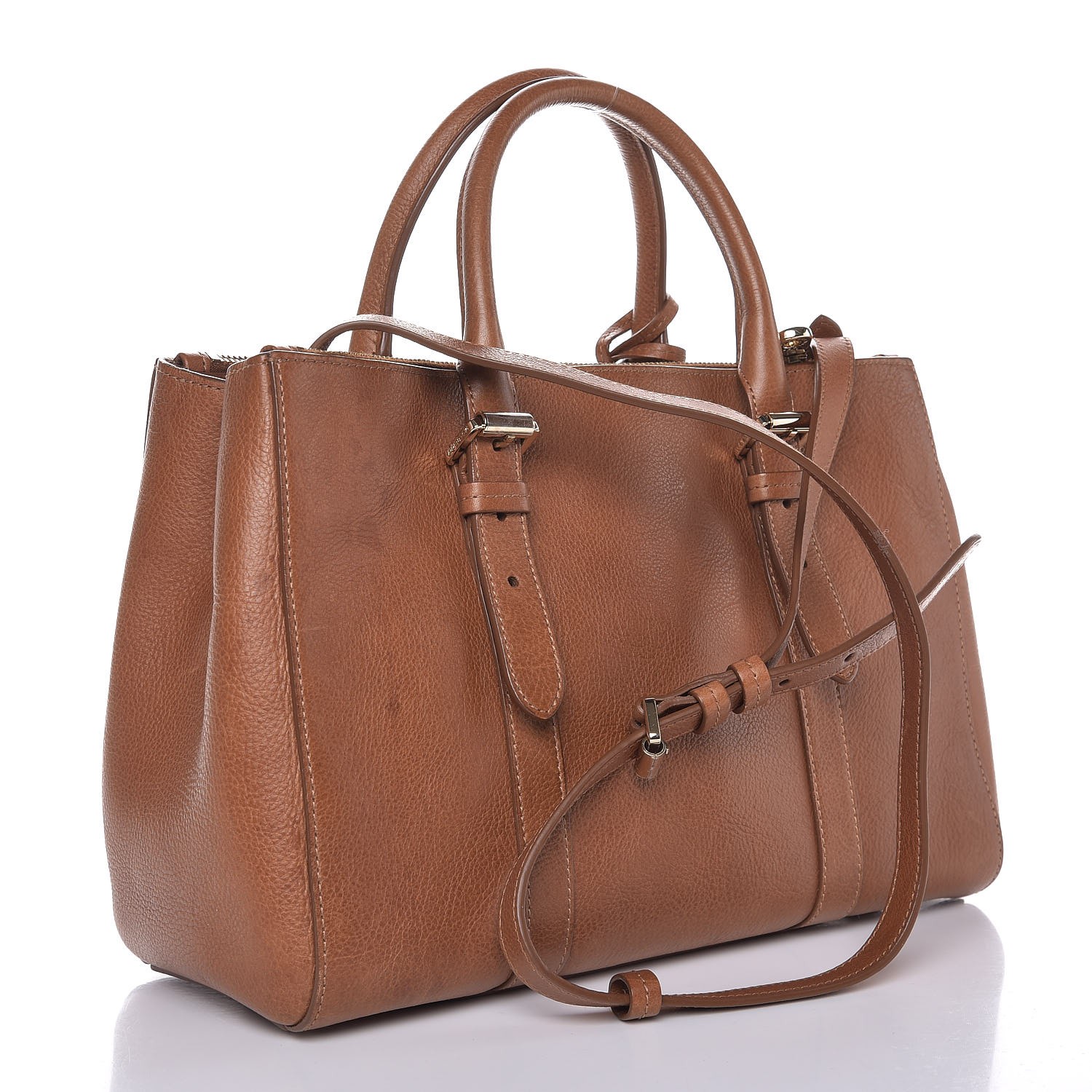 Mulberry Classic Grain Small Bayswater Double Zip Tote Oak 286324 Fashionphile