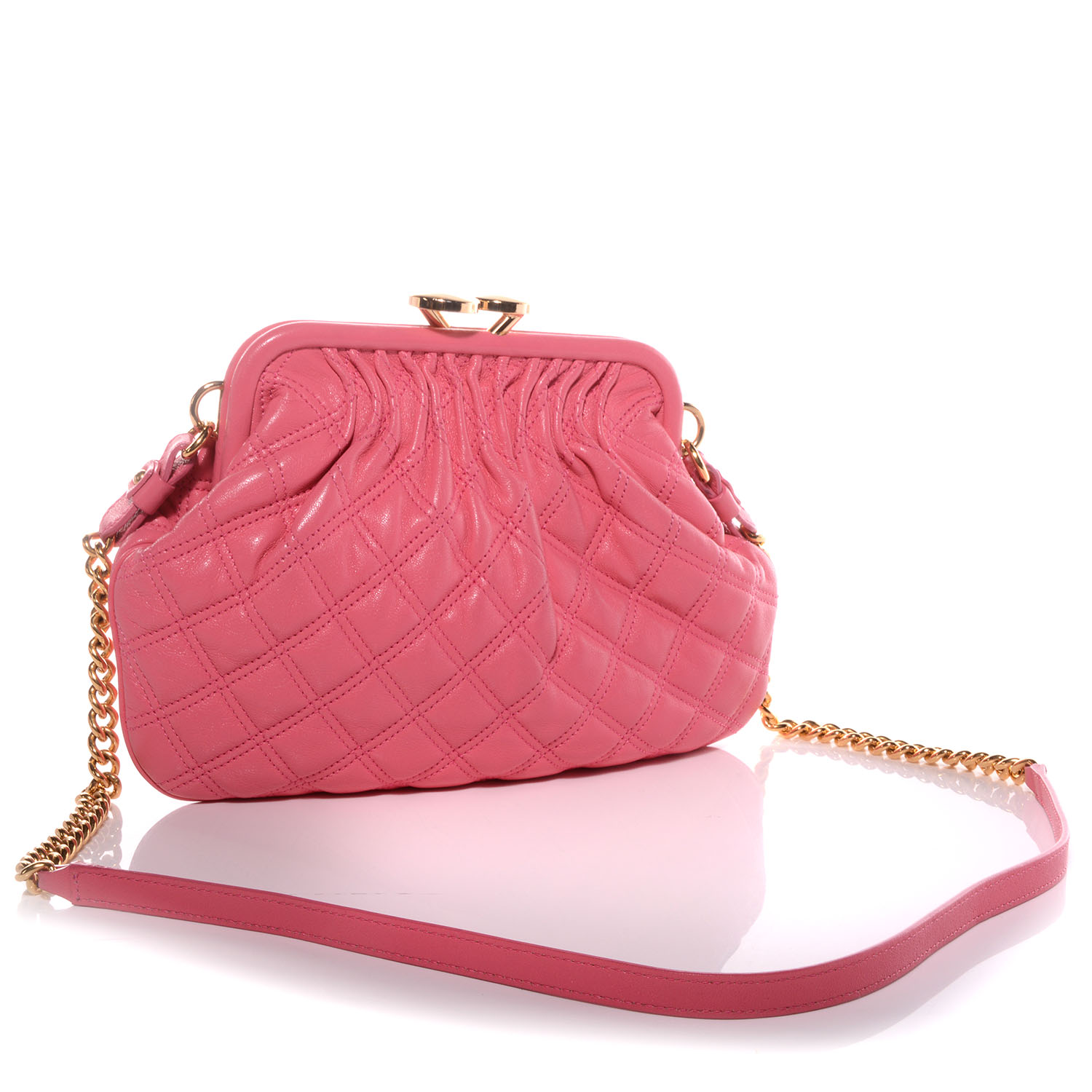 MARC JACOBS Leather Quilted Little Stam Bubble Pink 69768