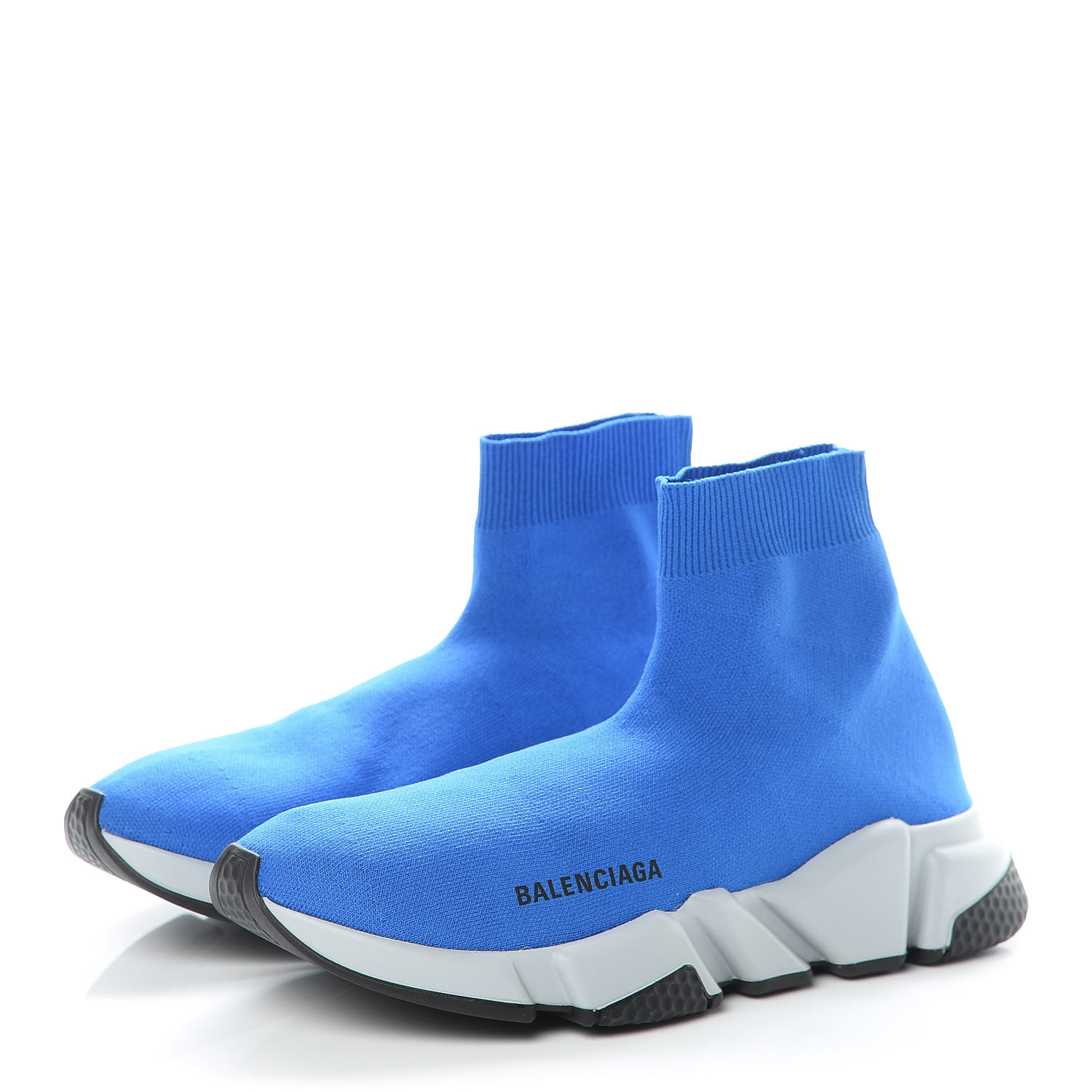 BALENCIAGA Neoprene Knit Speed Trainer Sneakers 6 Bleu 480679