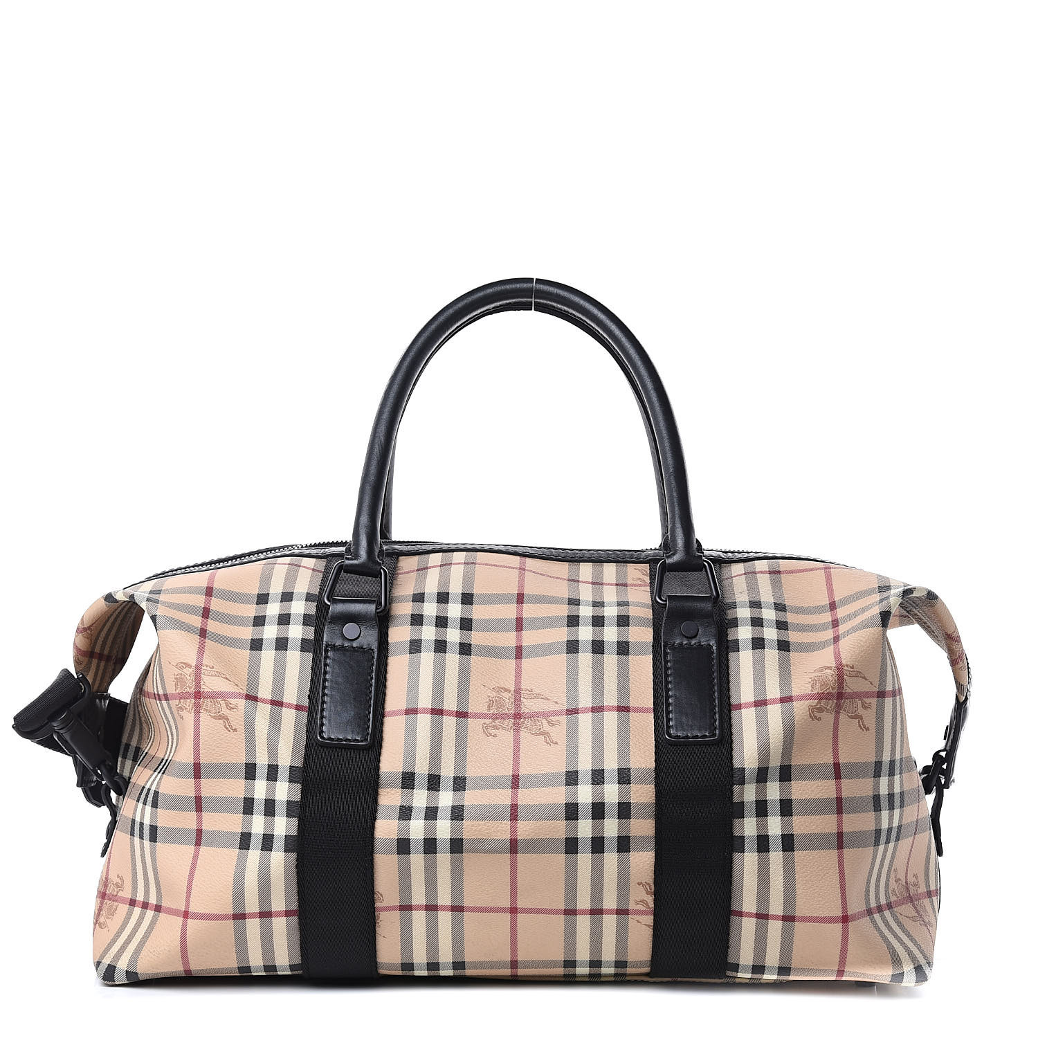 BURBERRY Haymarket Check Duffle Bag Black 504654