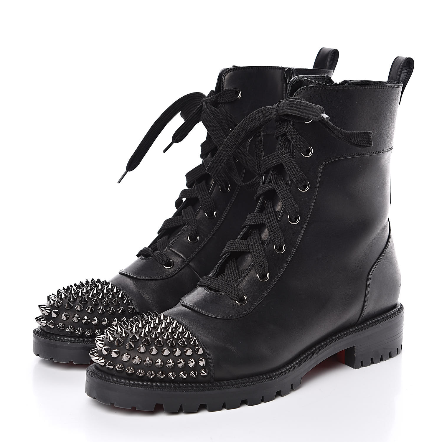 Christian Louboutin Calfskin Spikes Ts Croc Flat Boots 41 Black 505175 Fashionphile