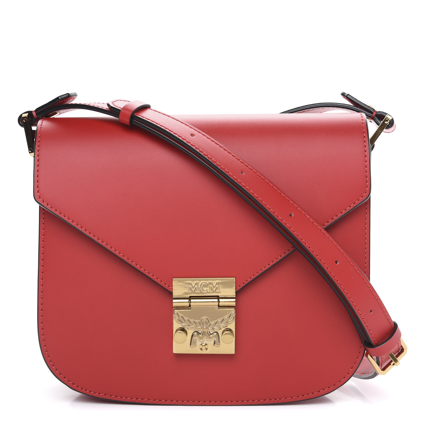 MCM Calfskin Patricia Small Crossbody Bag Red 602388