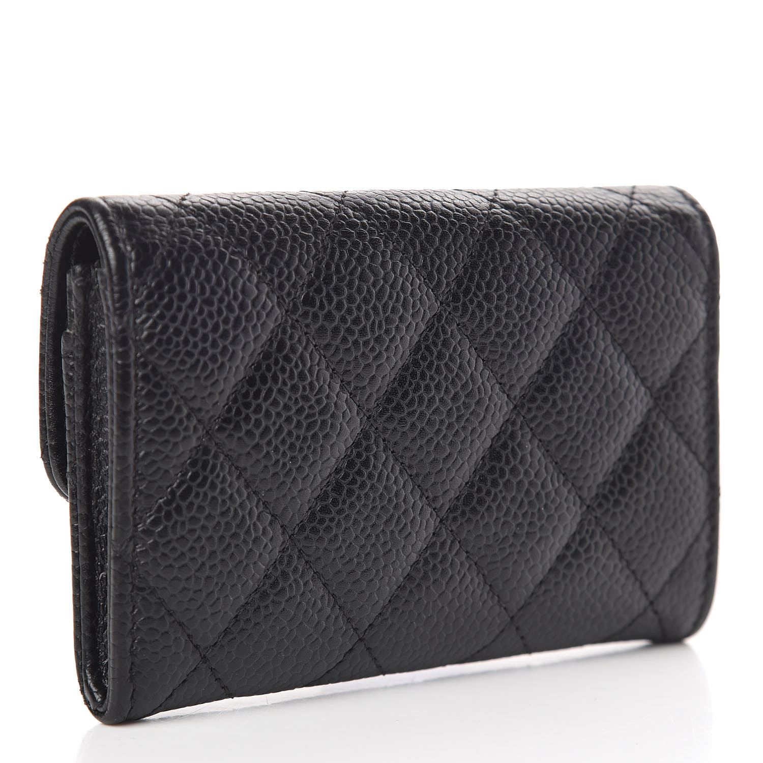 CHANEL Caviar Quilted Flap Card Holder Black 461622