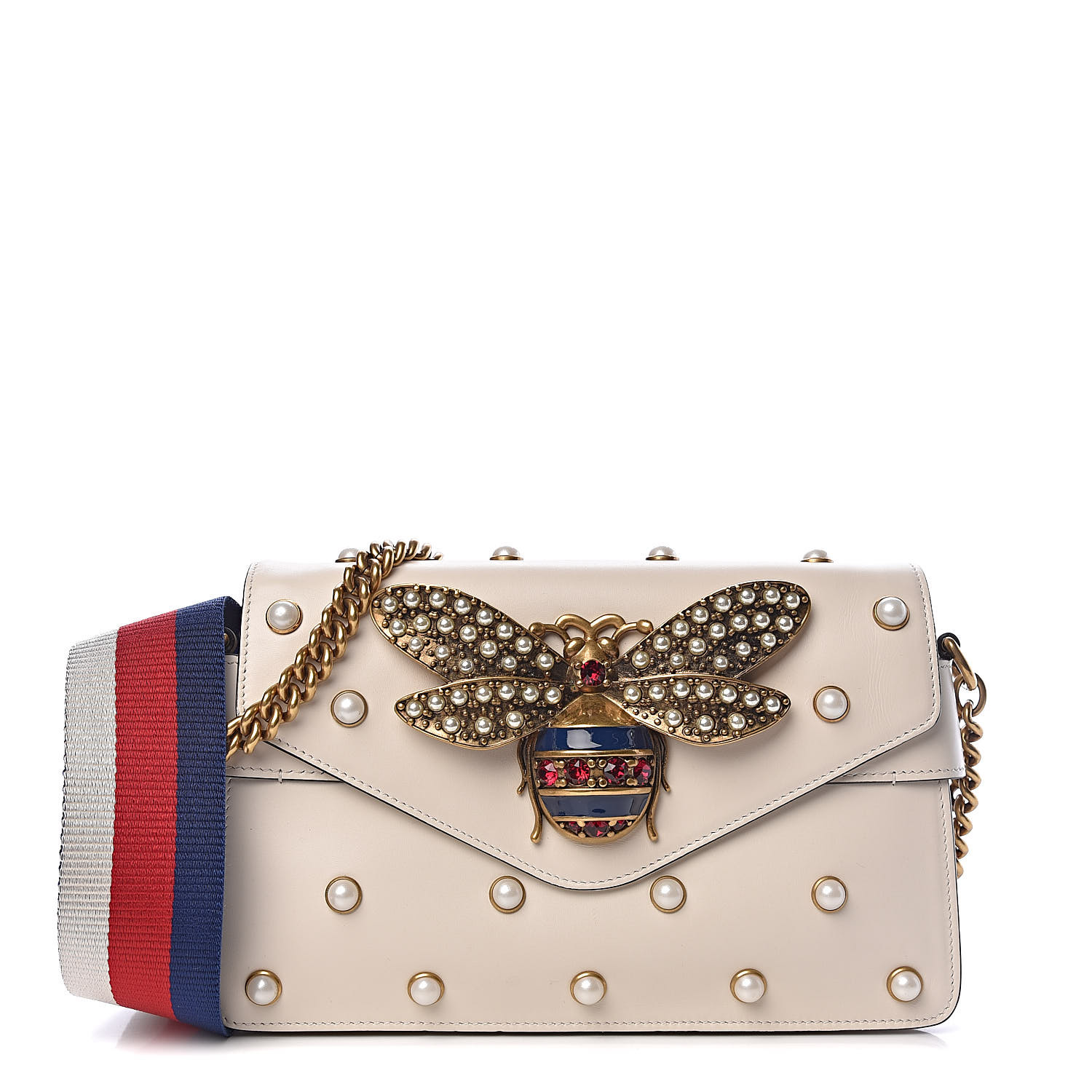 gucci broadway pearly bee shoulder bag