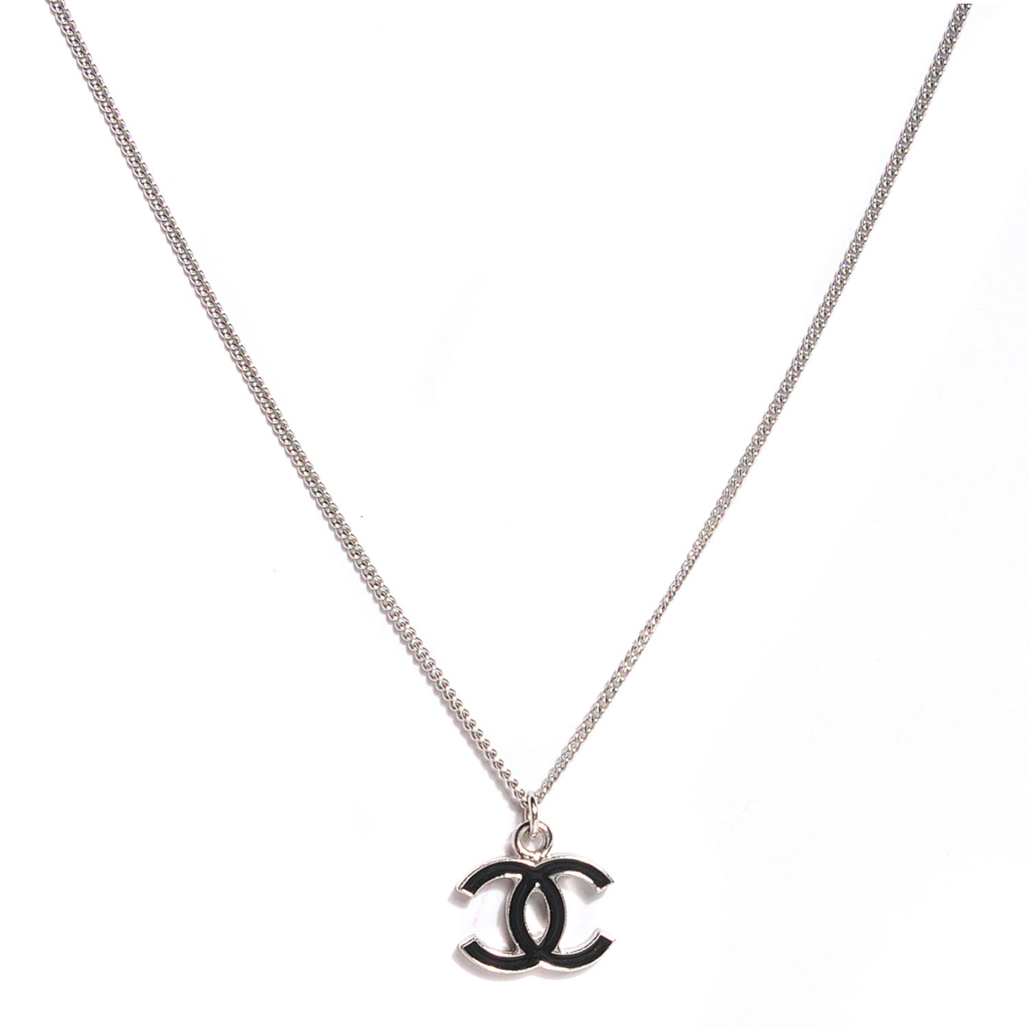 CHANEL Enamel CC Necklace Black 108813 | FASHIONPHILE