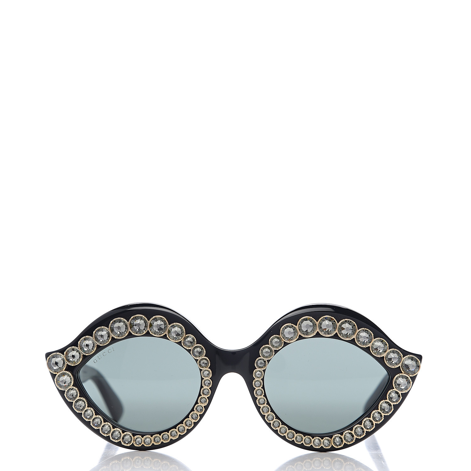 GUCCI Acetate Crystal Studded Cat Eye Sunglasses GG0045/S Black 561787 ...