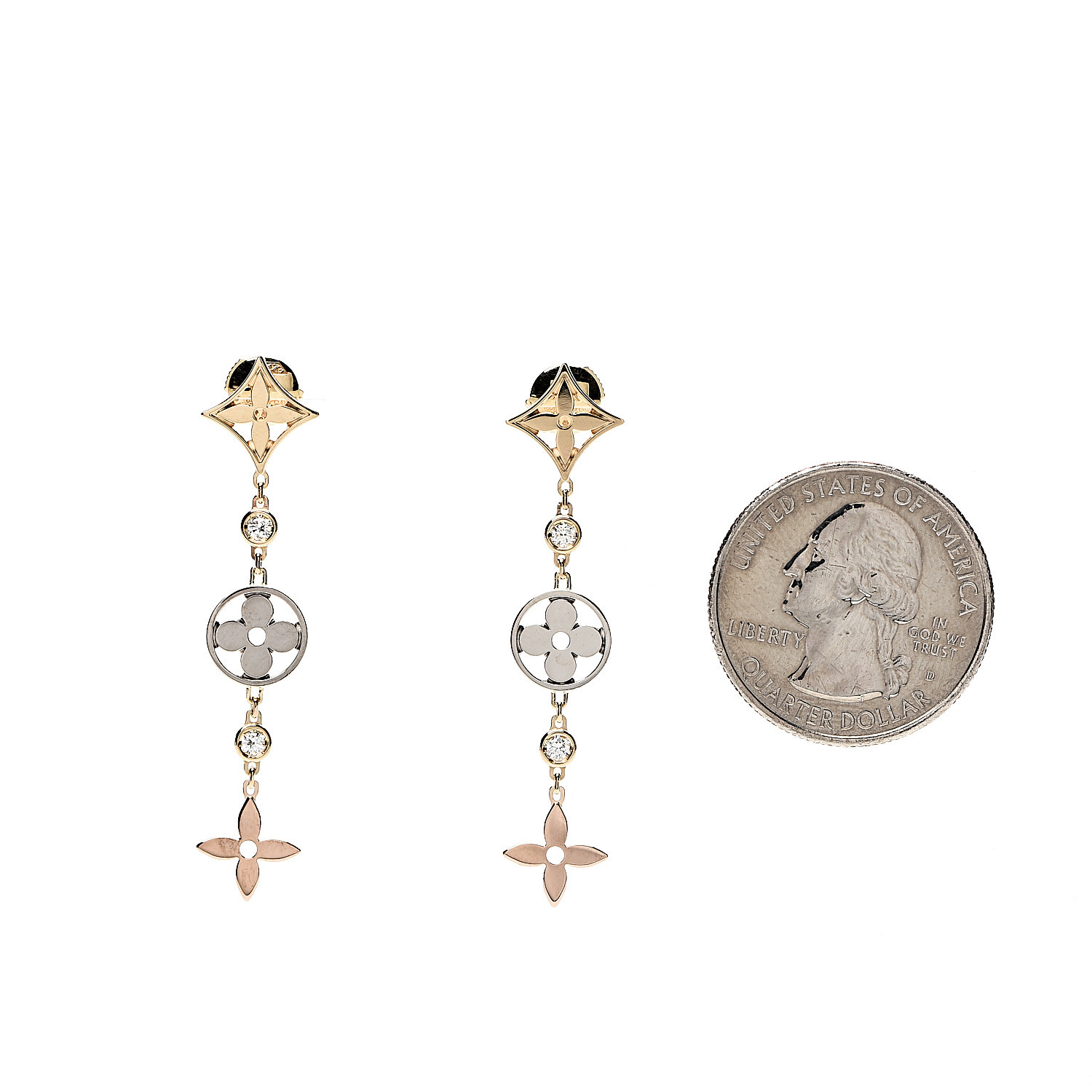 Aretes de diamantes Louis Vuitton Idylle Blossom en 18K oro amarillo 0.04  por cierto Plata Metálico Metal ref.950398 - Joli Closet