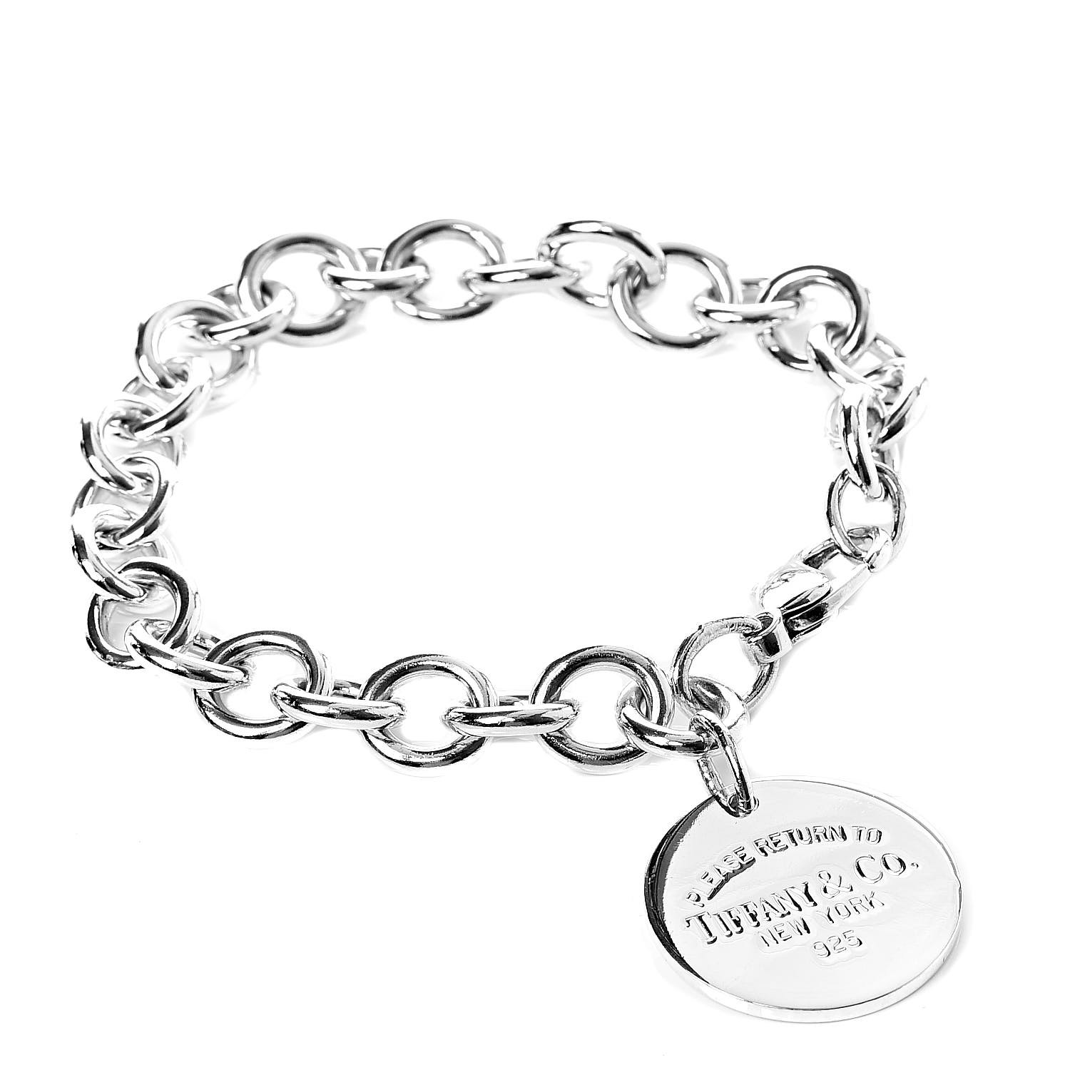 TIFFANY Sterling Silver Return to Tiffany Round Tag Charm Bracelet 511730