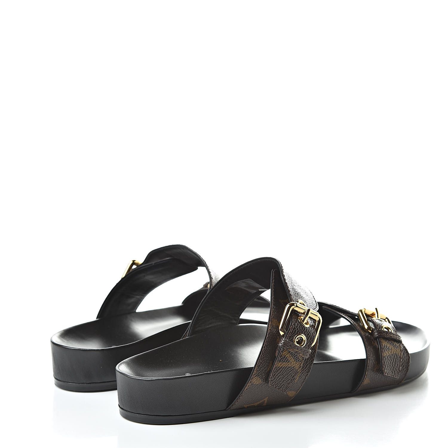 Louis Vuitton Monogram Bom Dia Mule Sandals 39.5 Black 513918