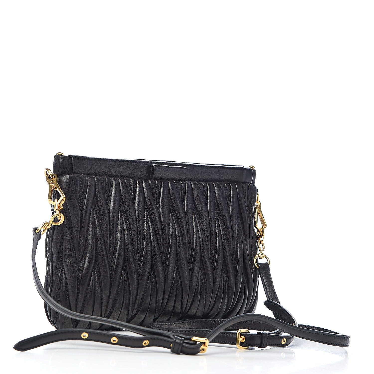 miu belle nappa leather clutch