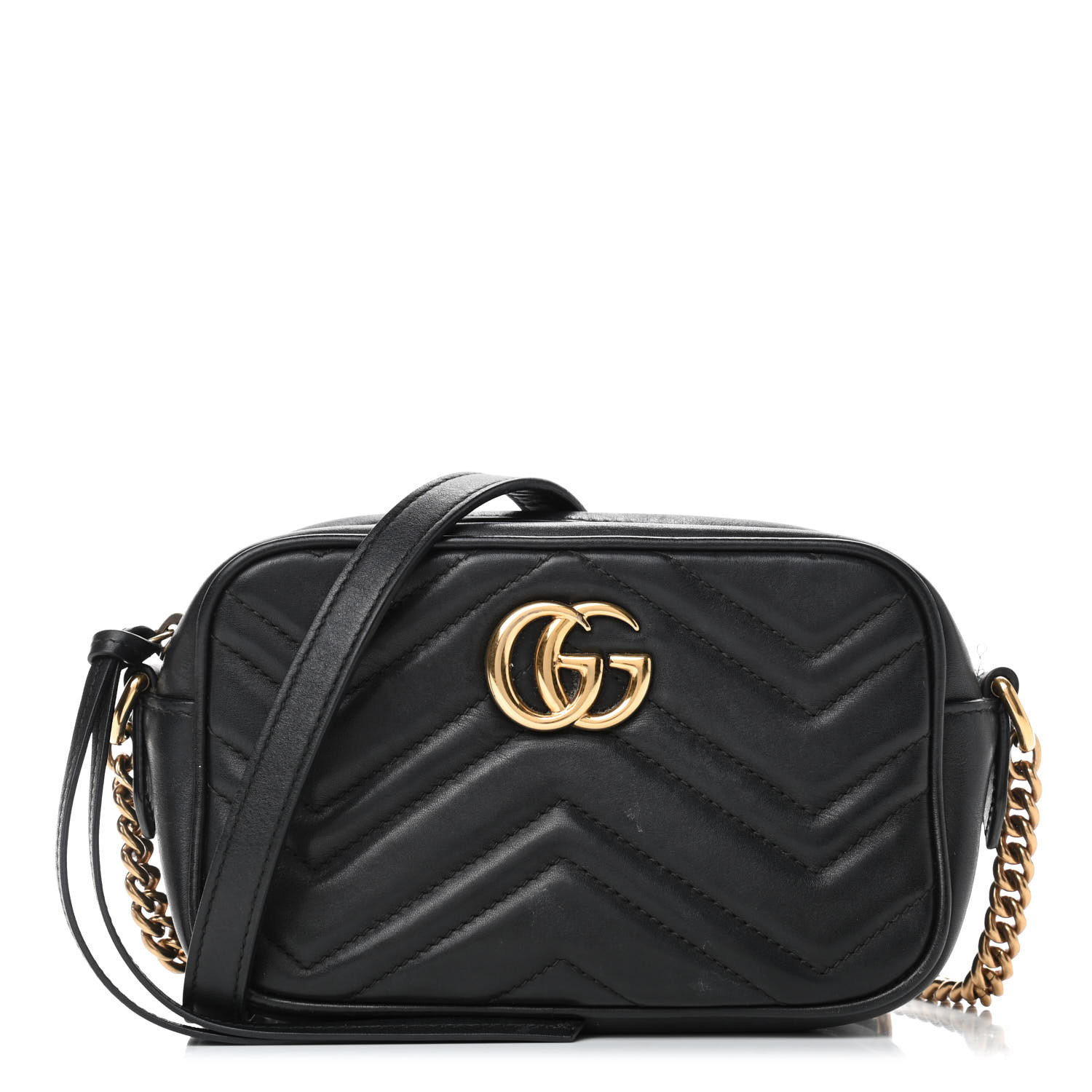 gucci calfskin matelasse mini gg marmont black