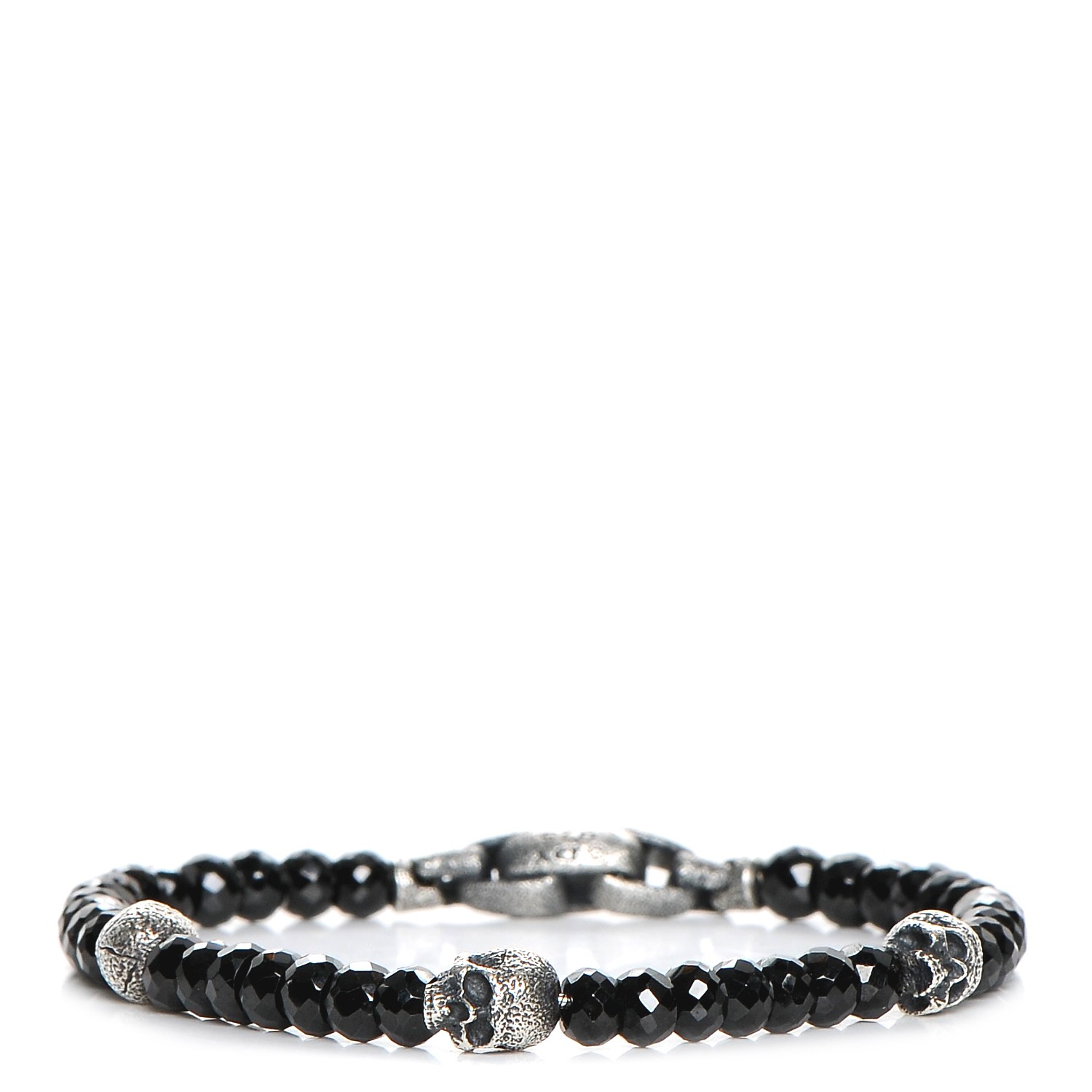 DAVID YURMAN Sterling Silver Black Spinel 5mm Spiritual Beads Skull ...