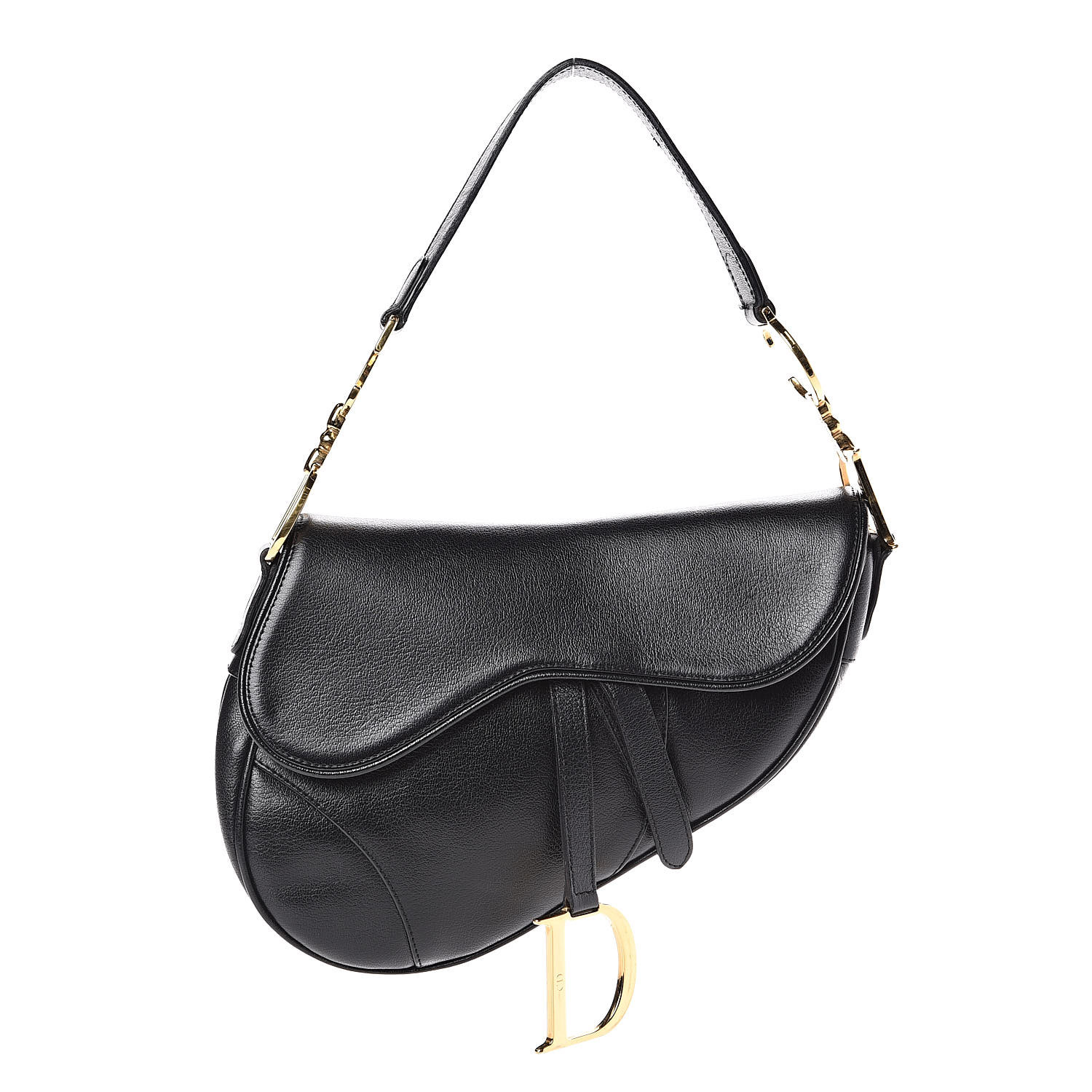 dior black calfskin saddle bag