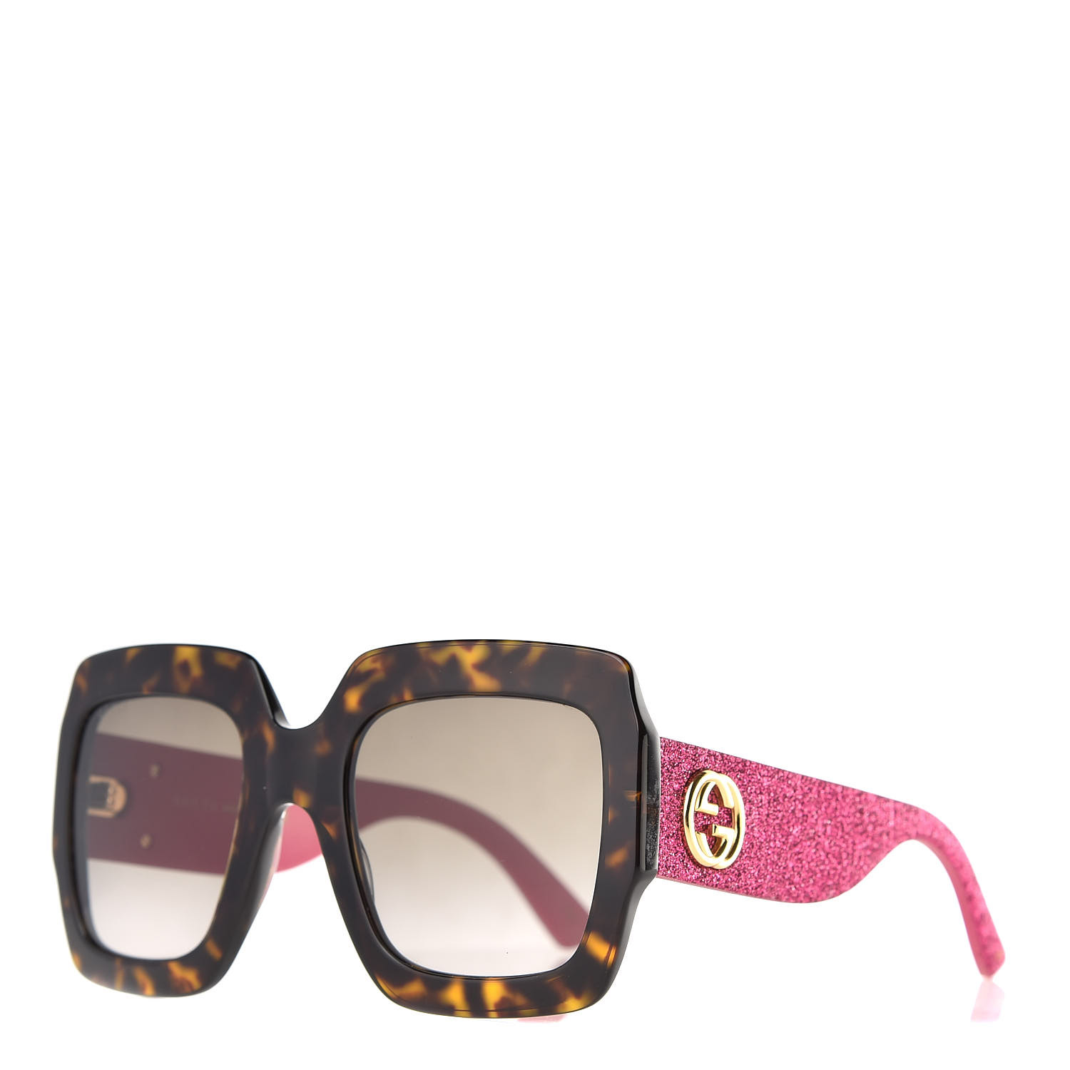 Gucci Square Frame Gg0102s Sunglasses Glitter Pink Multi 513984 1509