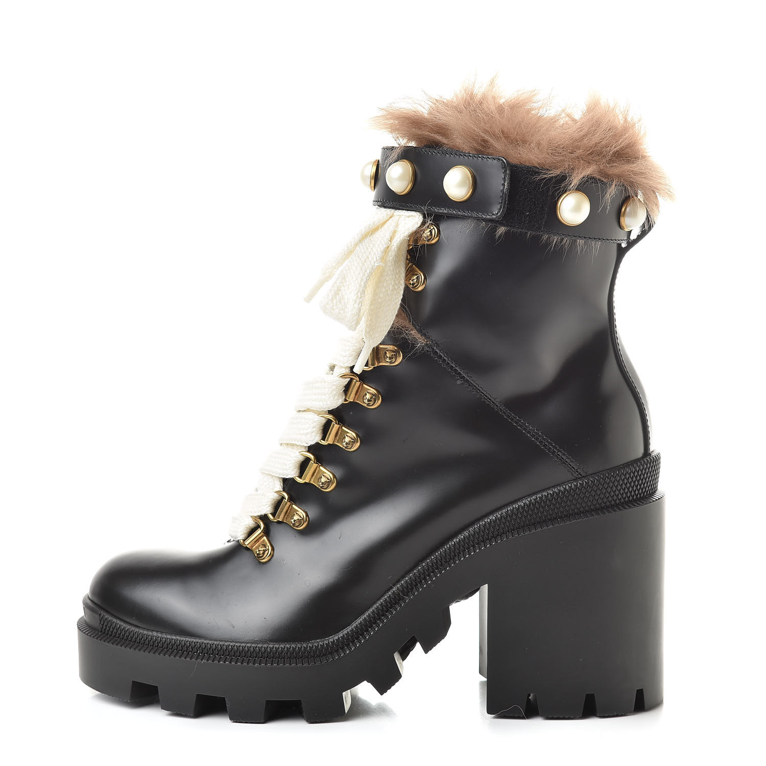 gucci combat boots with pearls