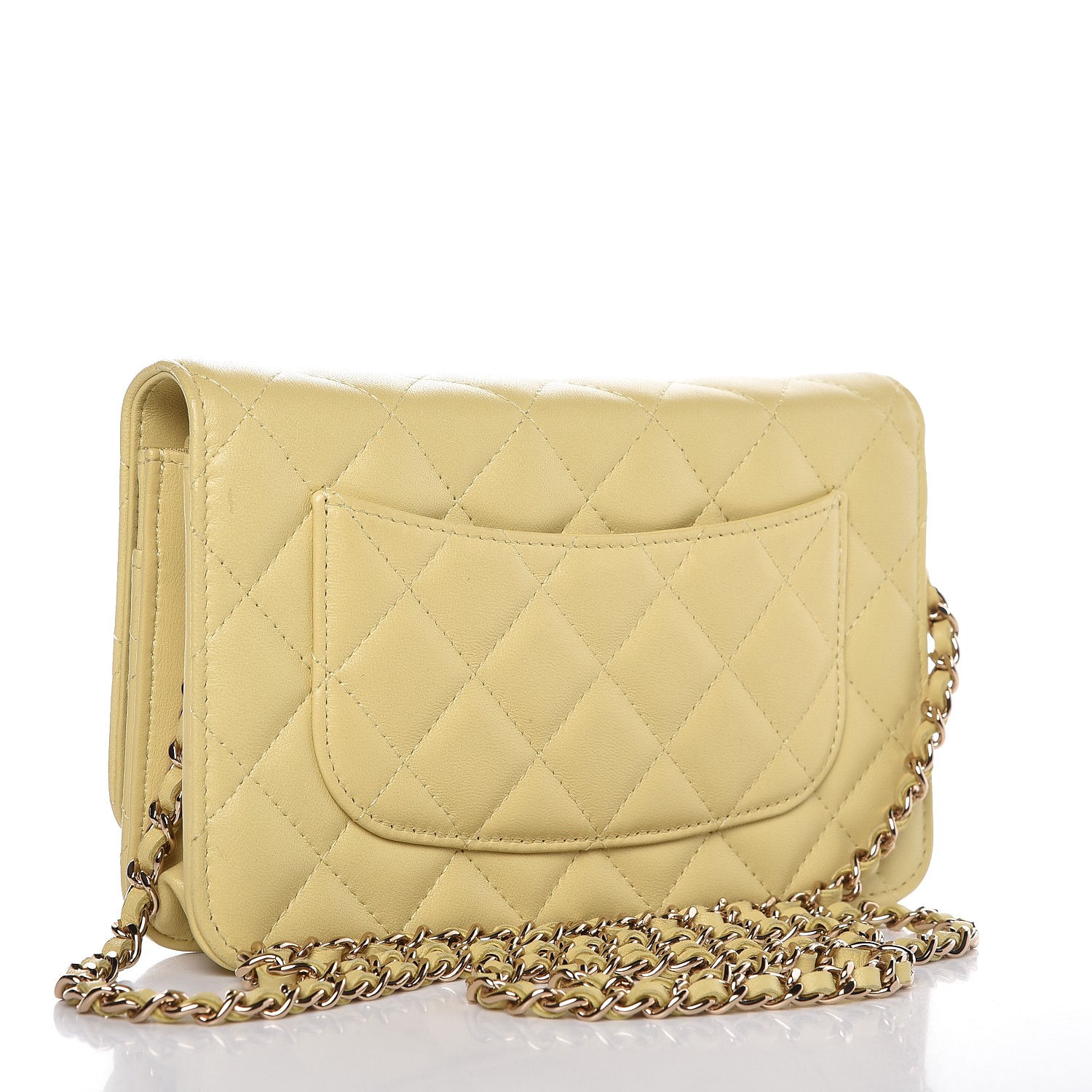 CHANEL Lambskin Quilted Wallet on Chain WOC Yellow 287115