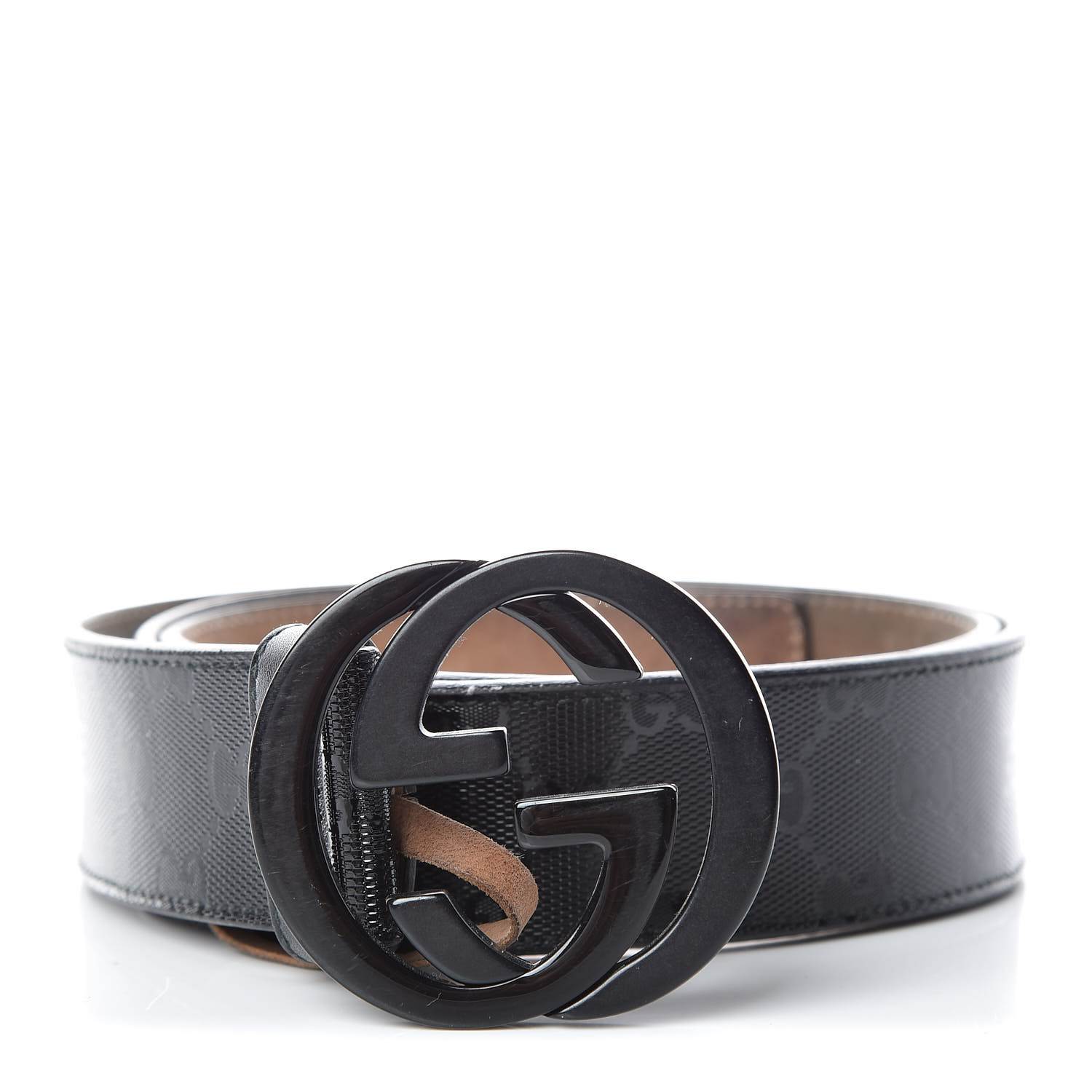 GUCCI Imprime Monogram Interlocking G Belt 100 40 Black 395989