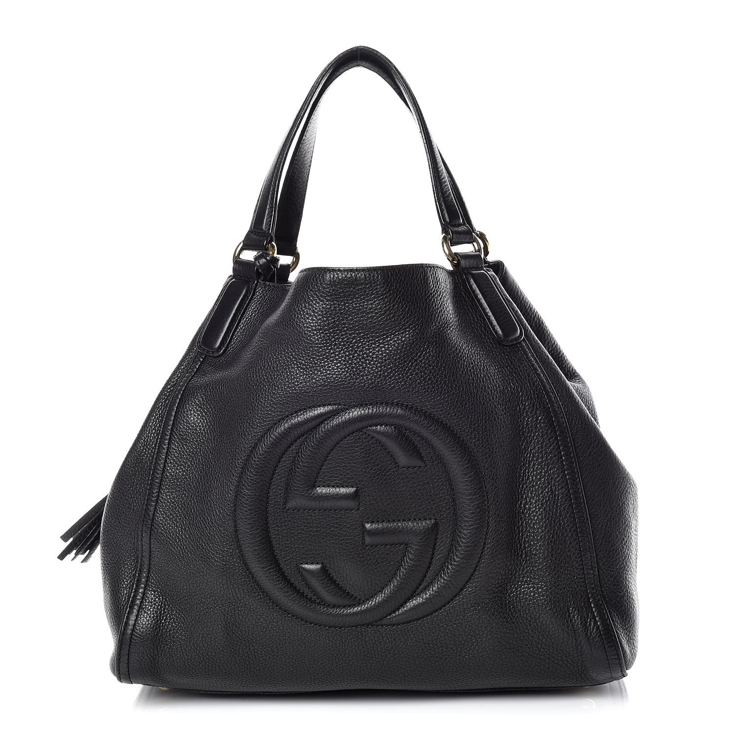 GUCCI Pebbled Calfskin Medium Soho Tote Black 398287