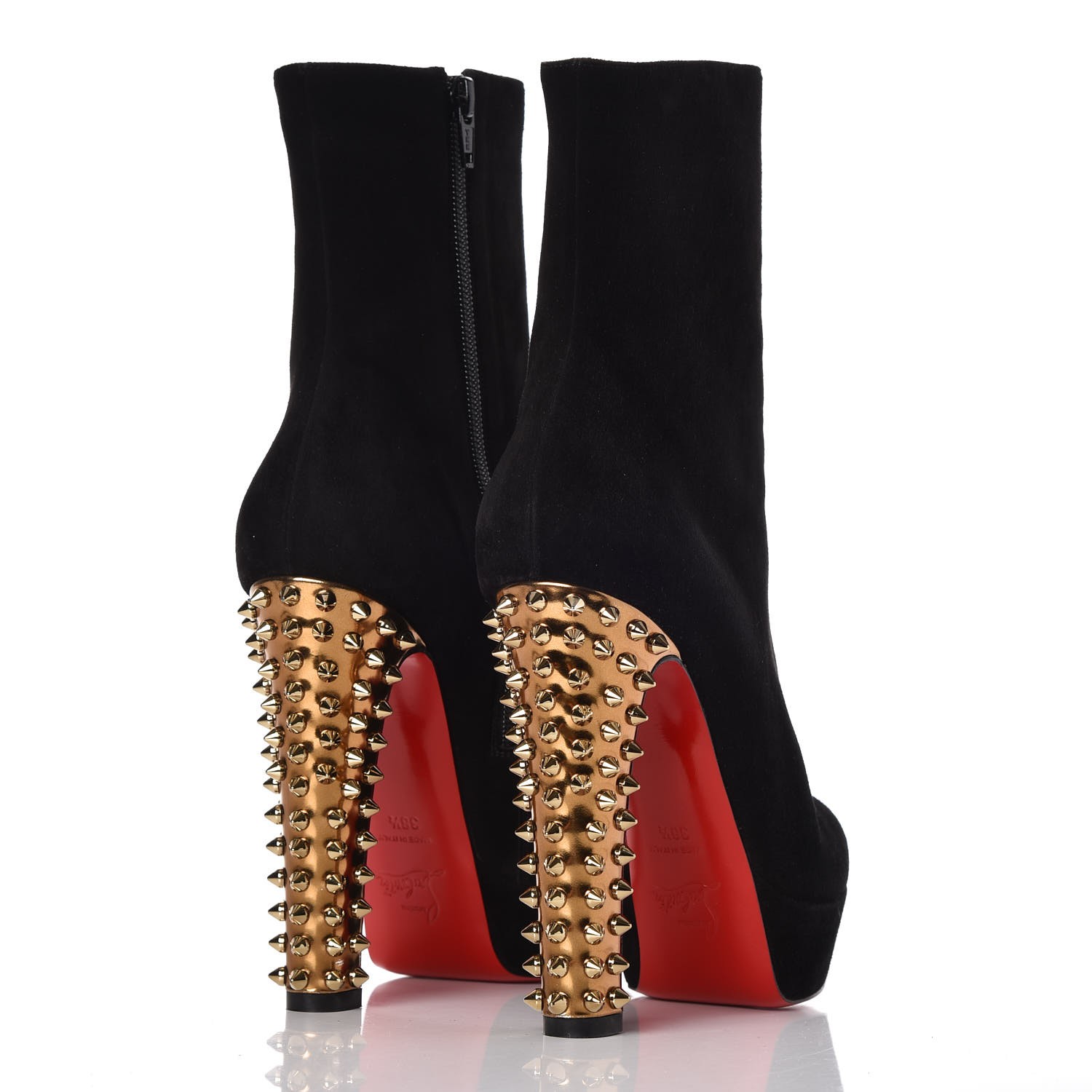 CHRISTIAN LOUBOUTIN Suede Taclou Studded Heel 140 Platform Ankle Boots ...