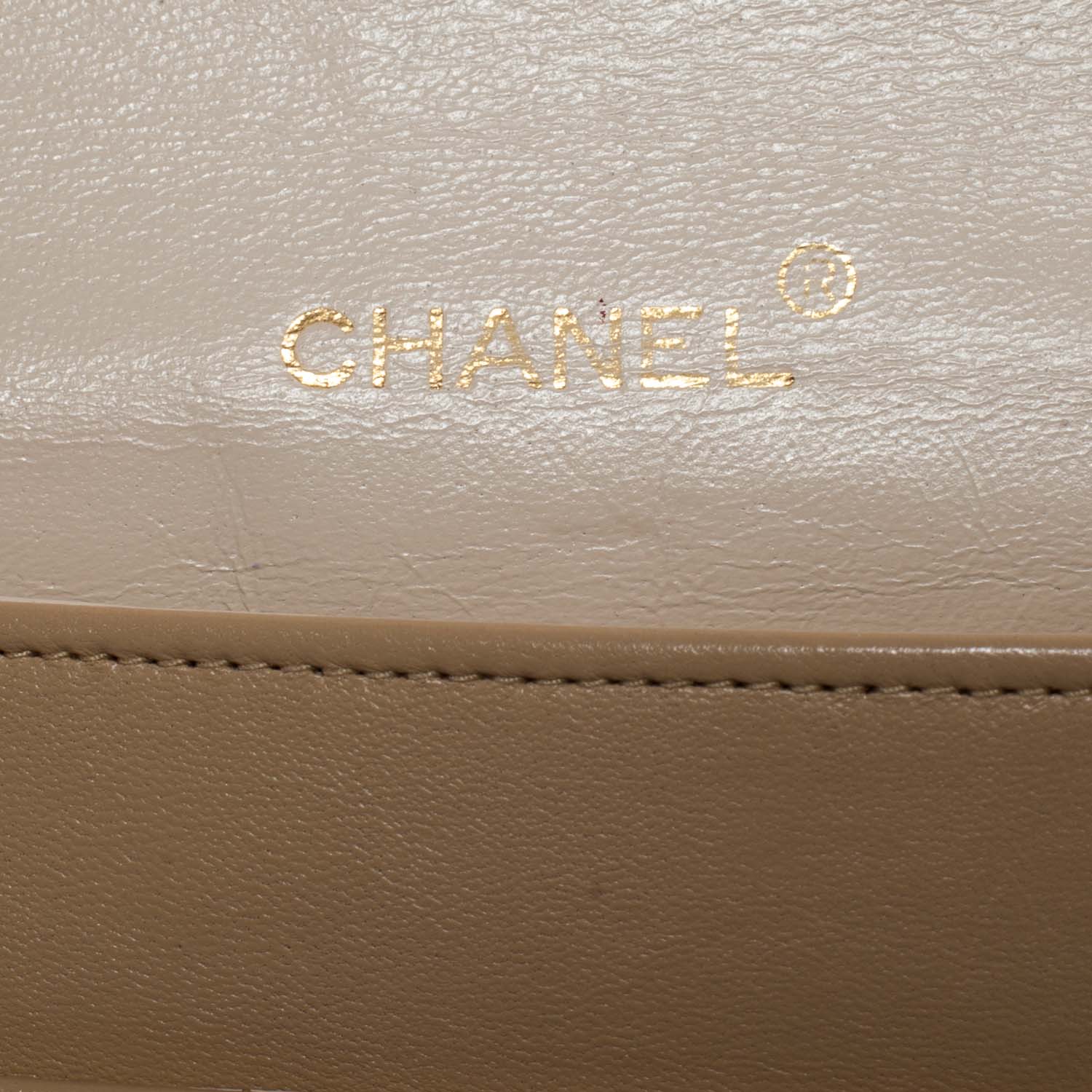 CHANEL Lambskin Flap Bag Beige 35575