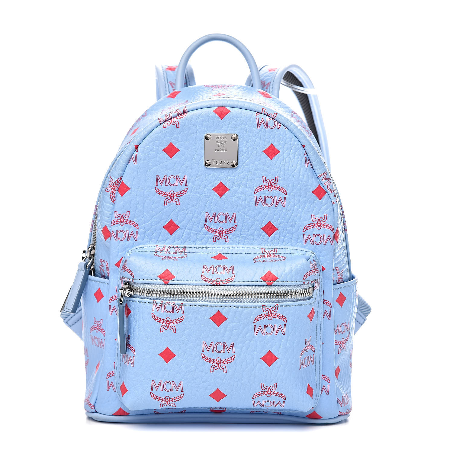 red and blue backpack