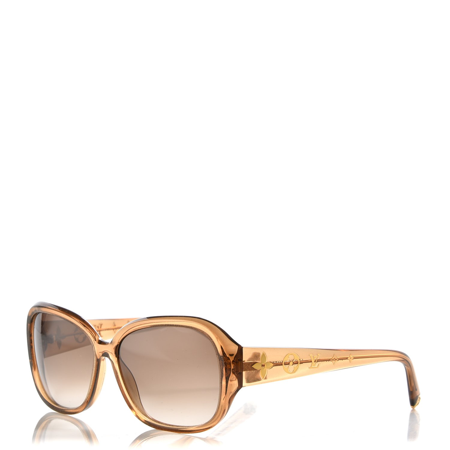 Authentic Louis Vuitton Brown Glitter Acetate Square Sunglasses