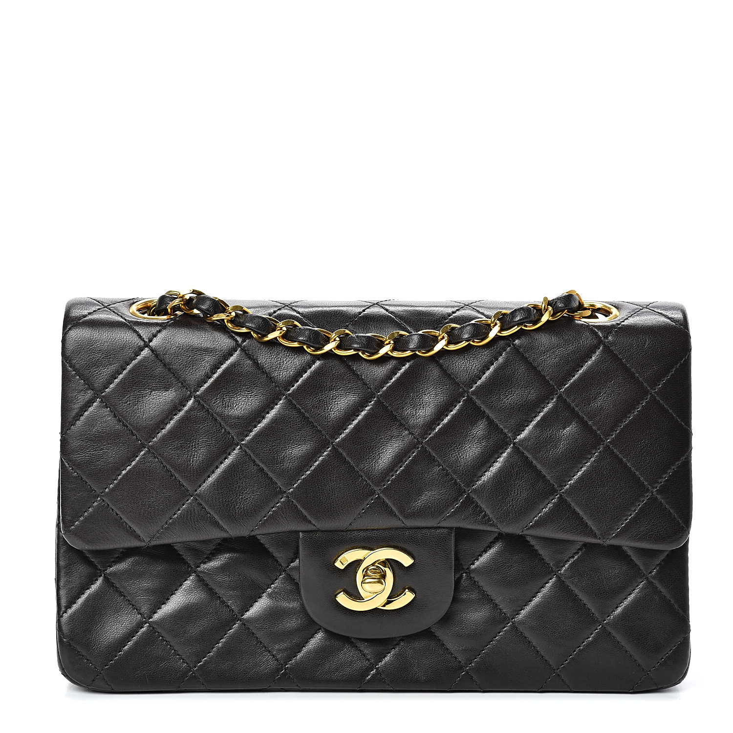 chanel lambskin quilted small double flap black