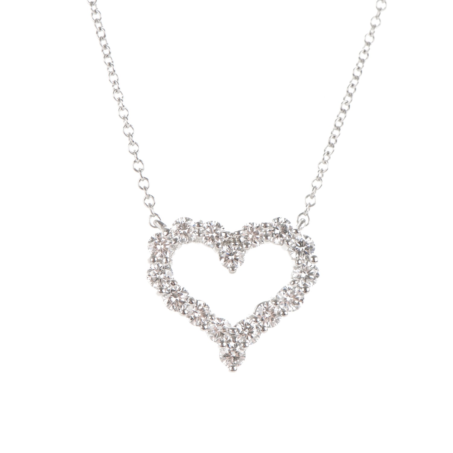 TIFFANY Platinum Diamond Small Heart Pendant Necklace 158154