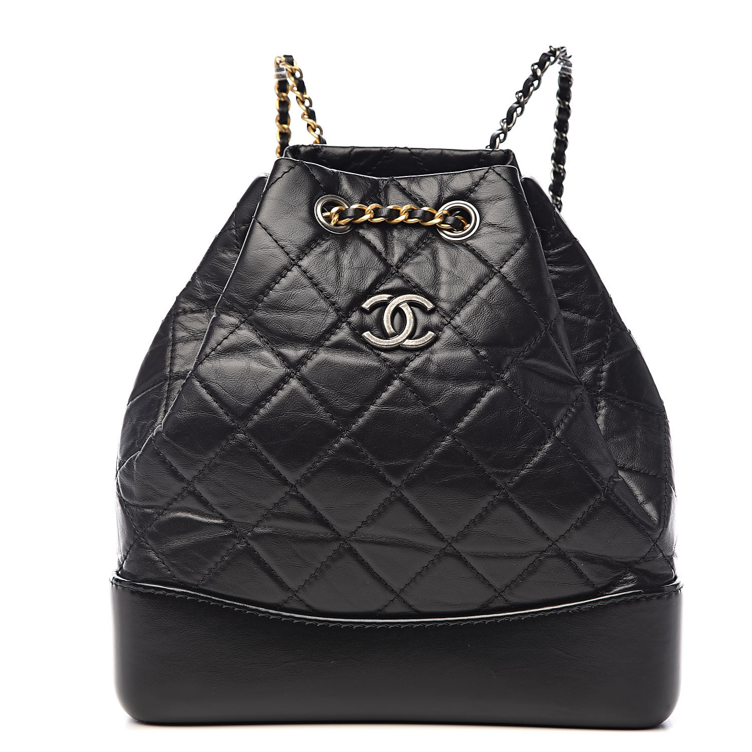 CHANEL Aged Calfskin Quilted Small Gabrielle Backpack Black 517837