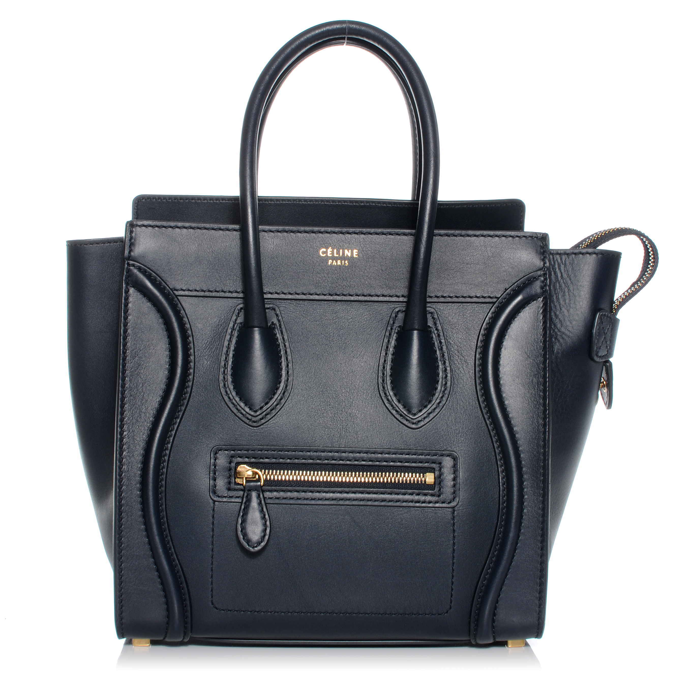 CELINE Smooth Leather Micro Luggage Navy Blue 41783